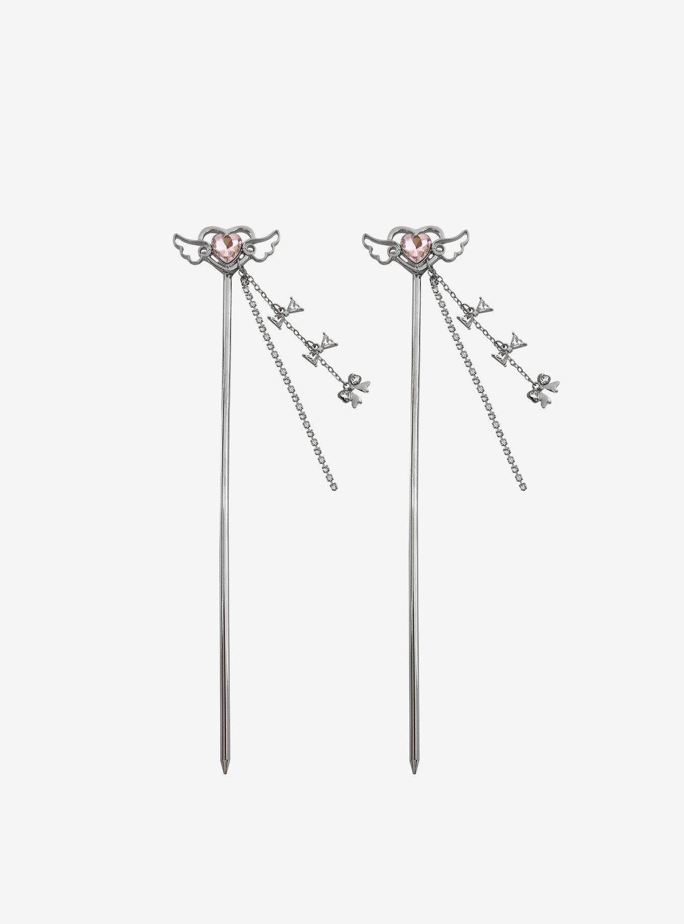 Sweet Society Heart Wing Hair Stick Set, , hi-res