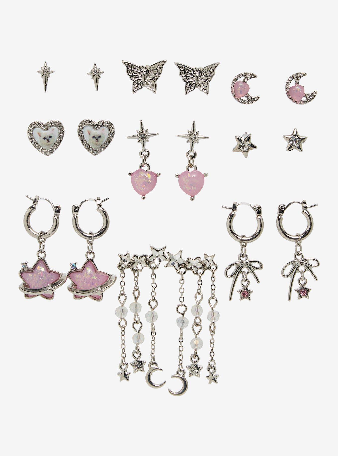 Cosmic Aura Cat Planet Star Earring Set, , hi-res