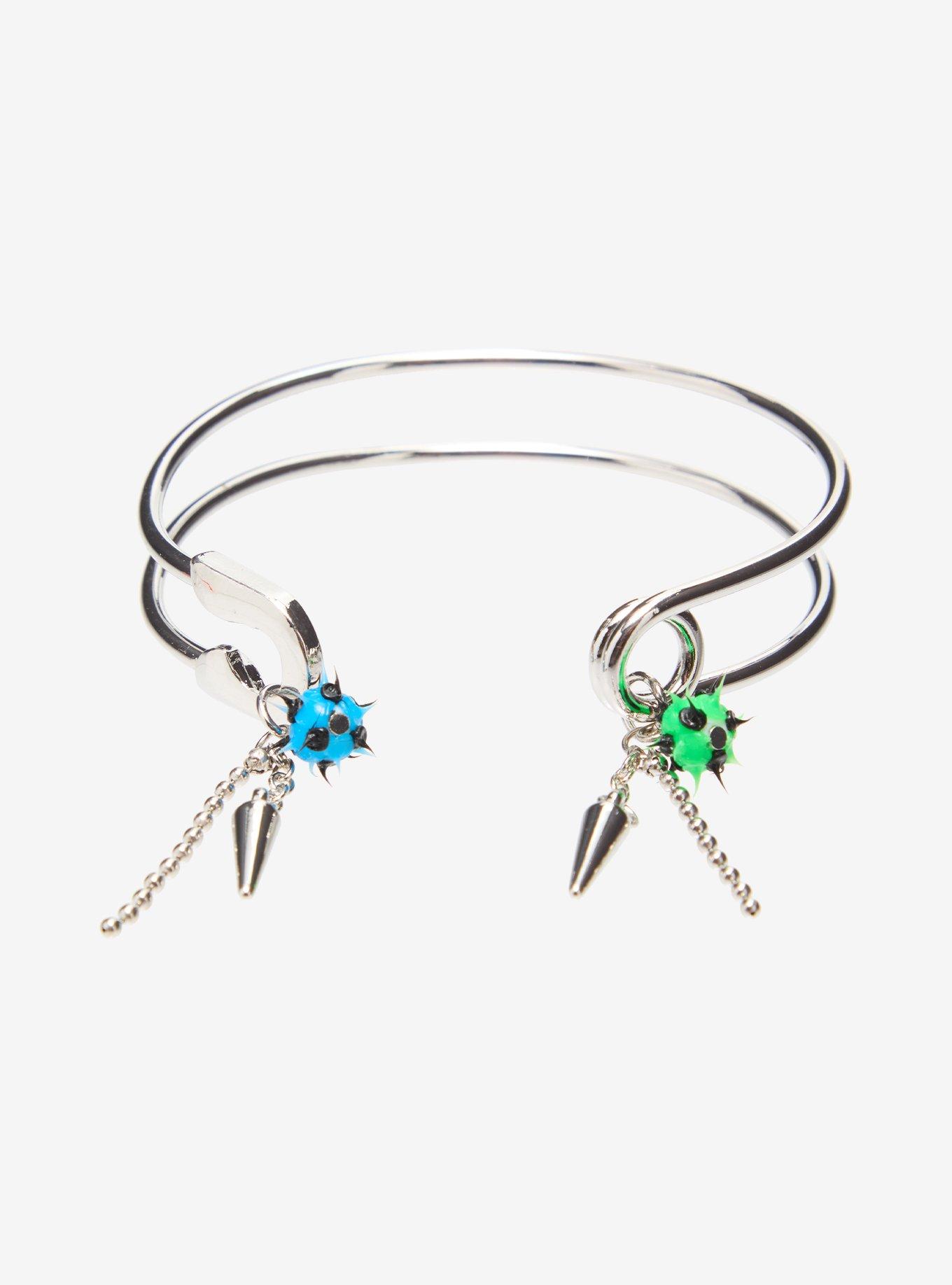 Safety Pin Charm Cuff Bracelet, , hi-res