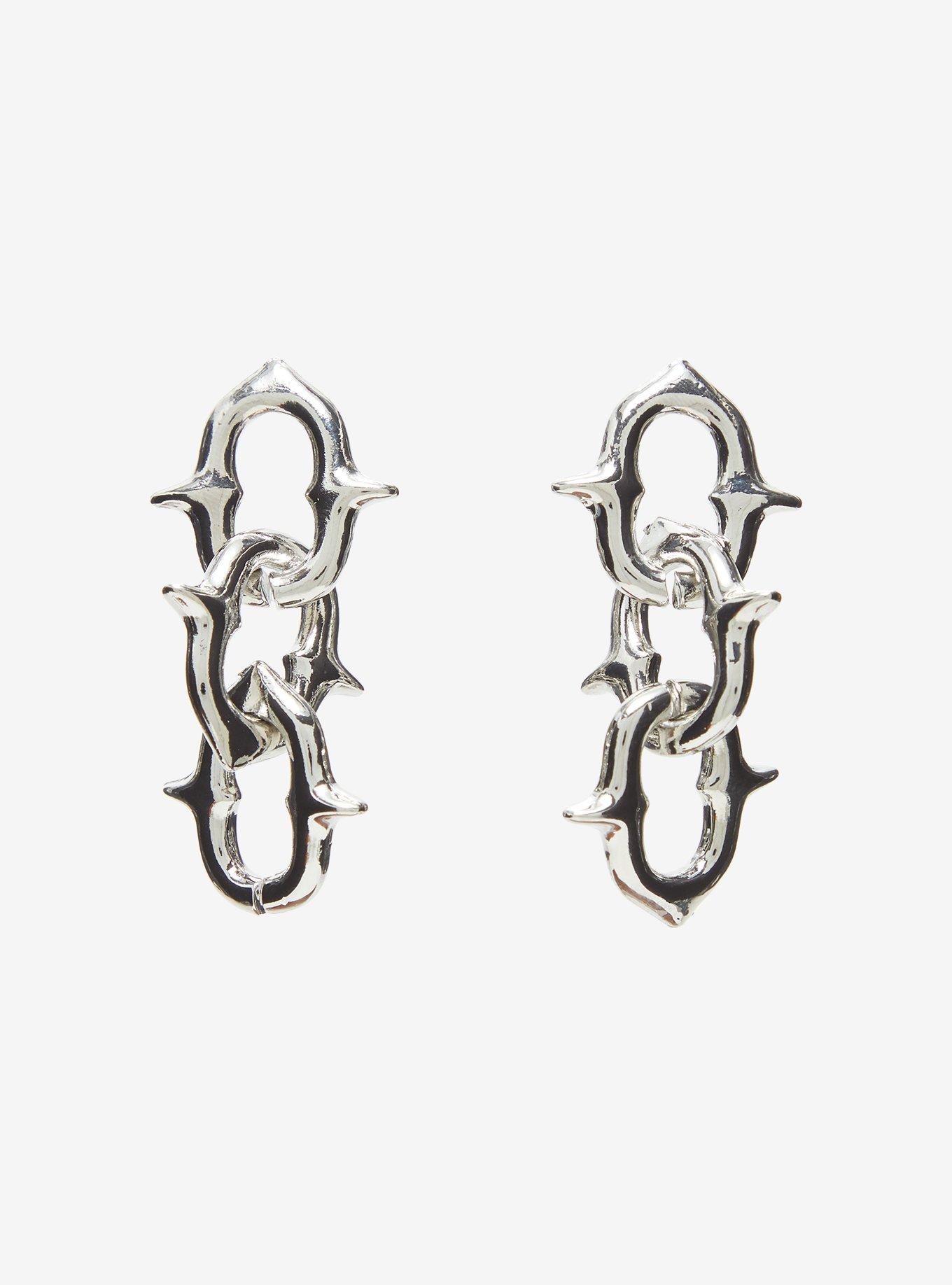 Spike Chain Drop Earrings, , hi-res