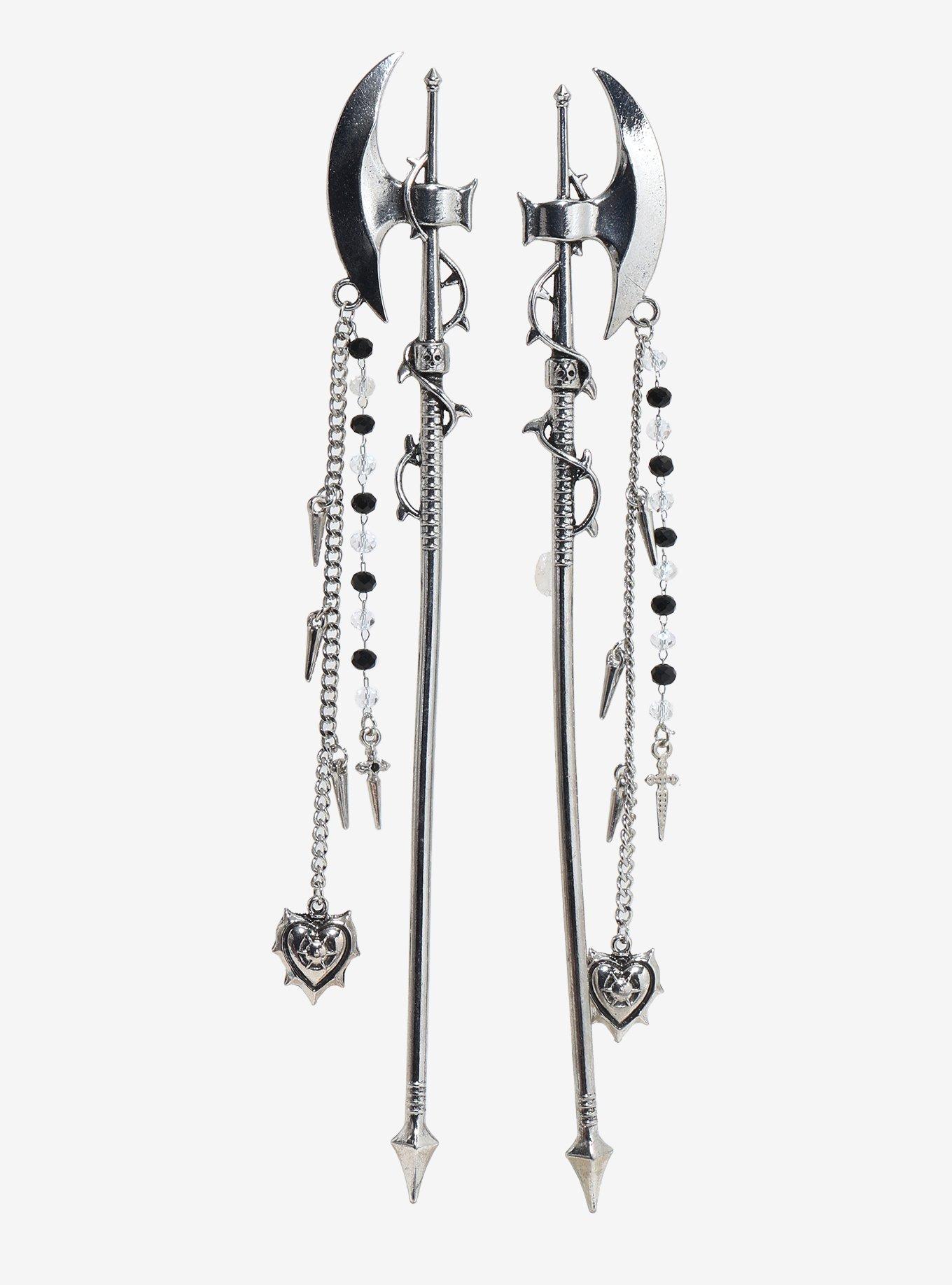 Thorn & Fable Axe Spike Drop Hair Stick Set, , hi-res