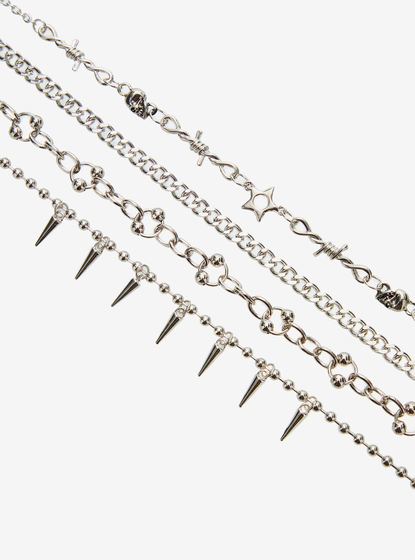 Barbed Wire Star Spike Chain Necklace Set, , alternate