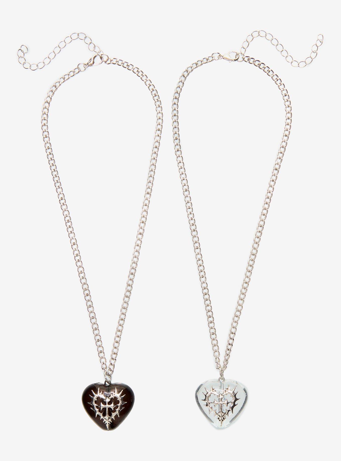 Social Collision Bubble Heart Cyber Sigil Best Friend Necklace Set, , hi-res