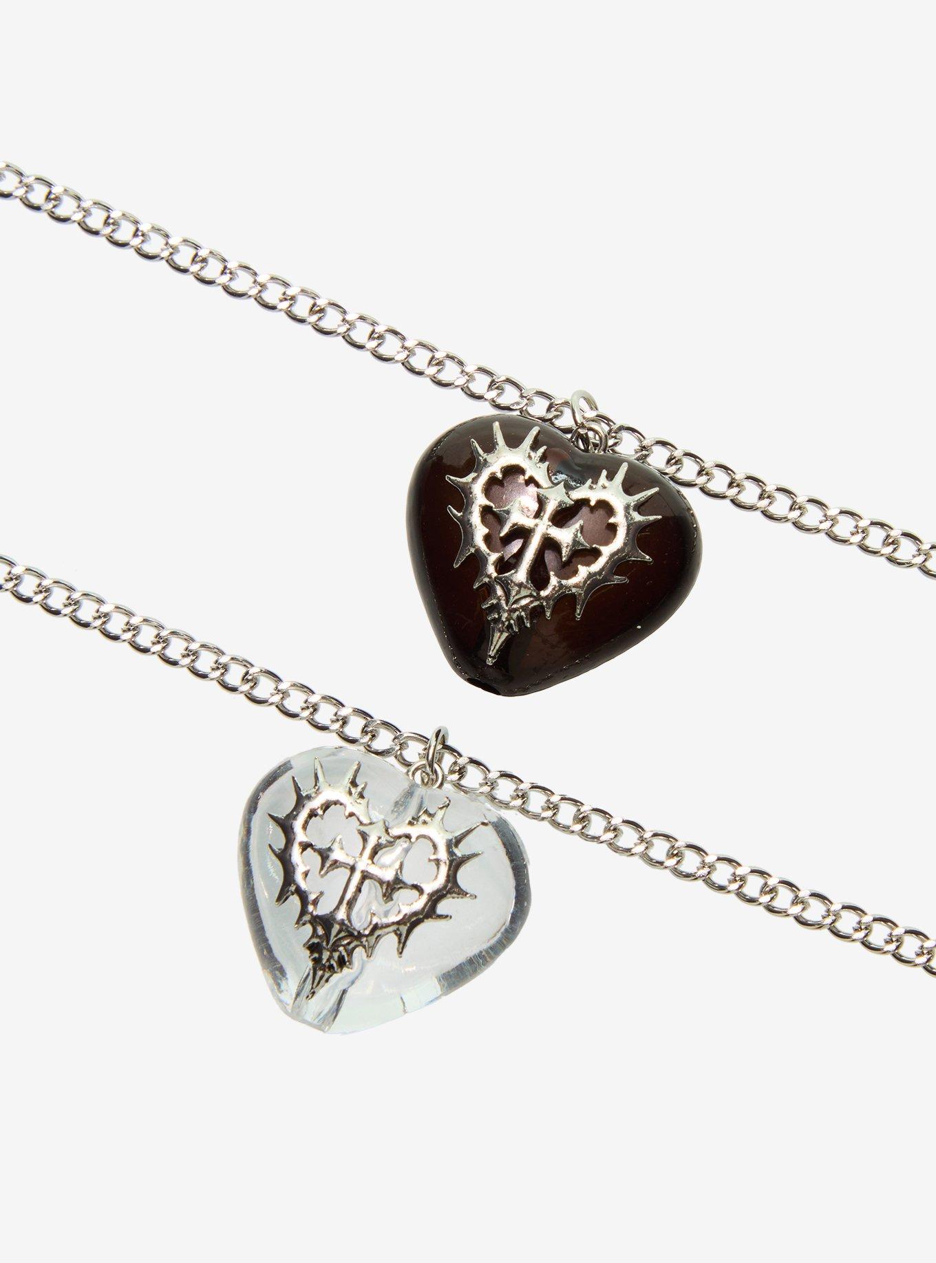Social Collision Bubble Heart Cyber Sigil Best Friend Necklace Set, , alternate