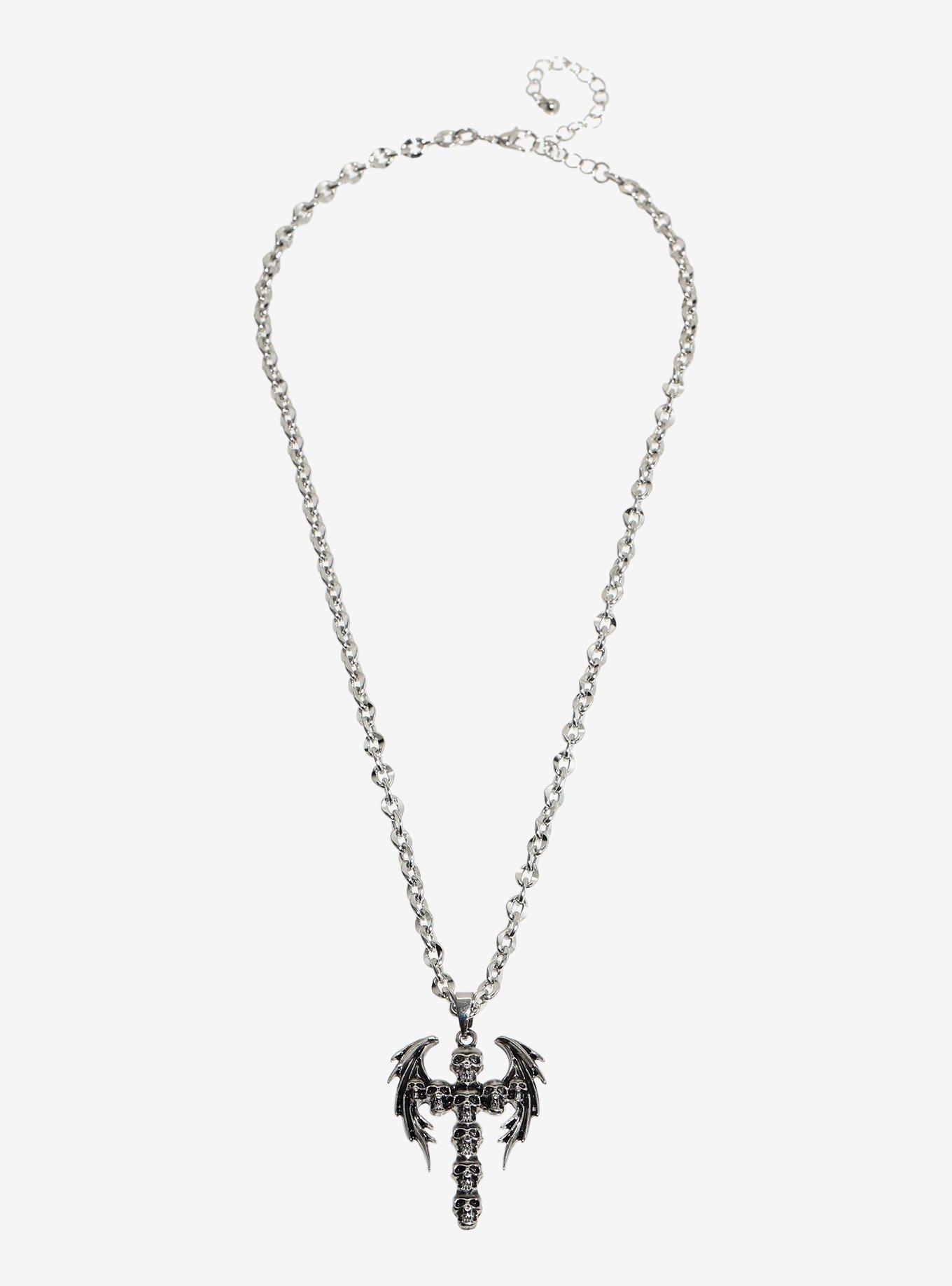 Social Collision Skull Cross Pendant Necklace, , hi-res