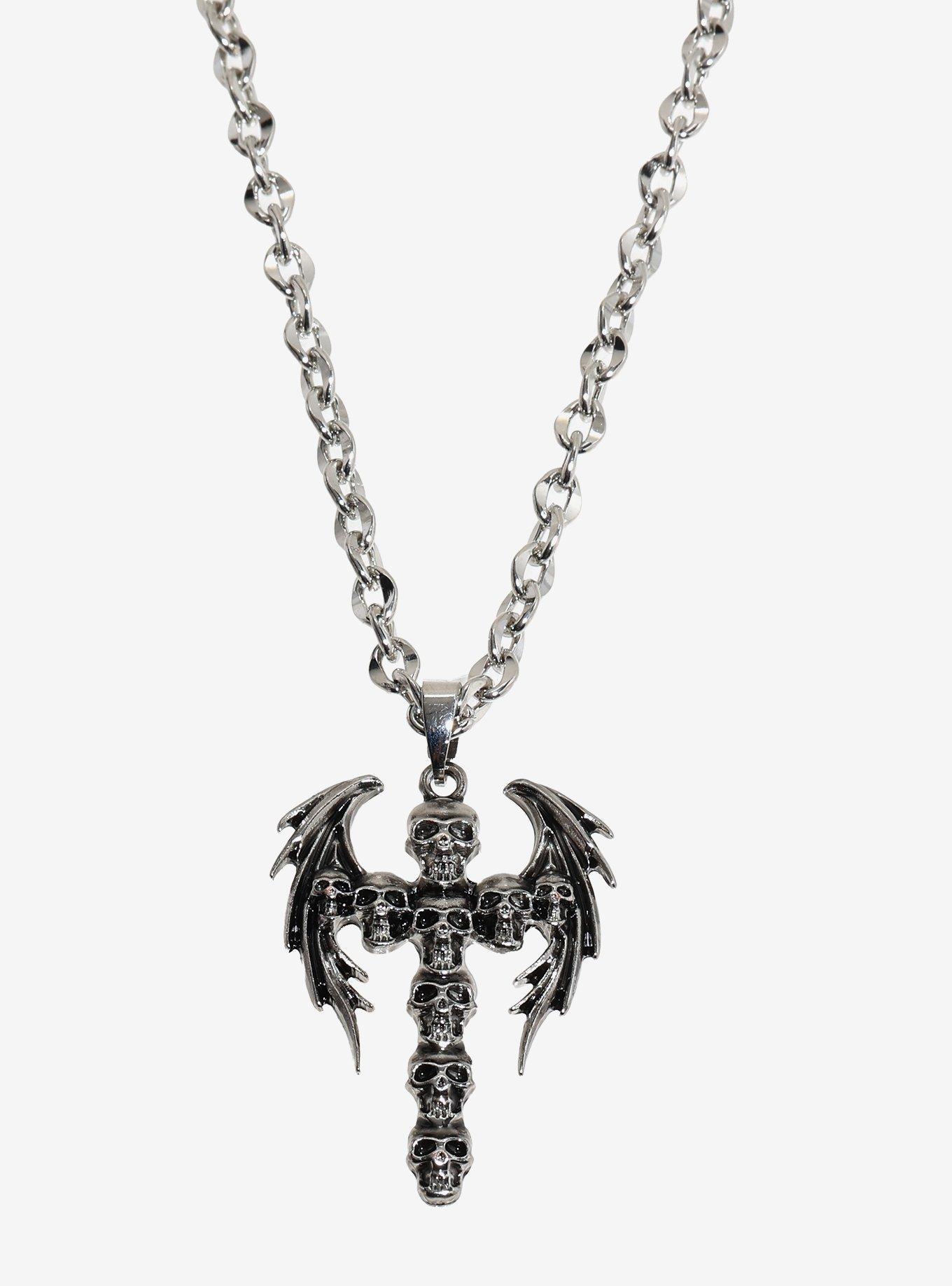 Social Collision Skull Cross Pendant Necklace, , alternate