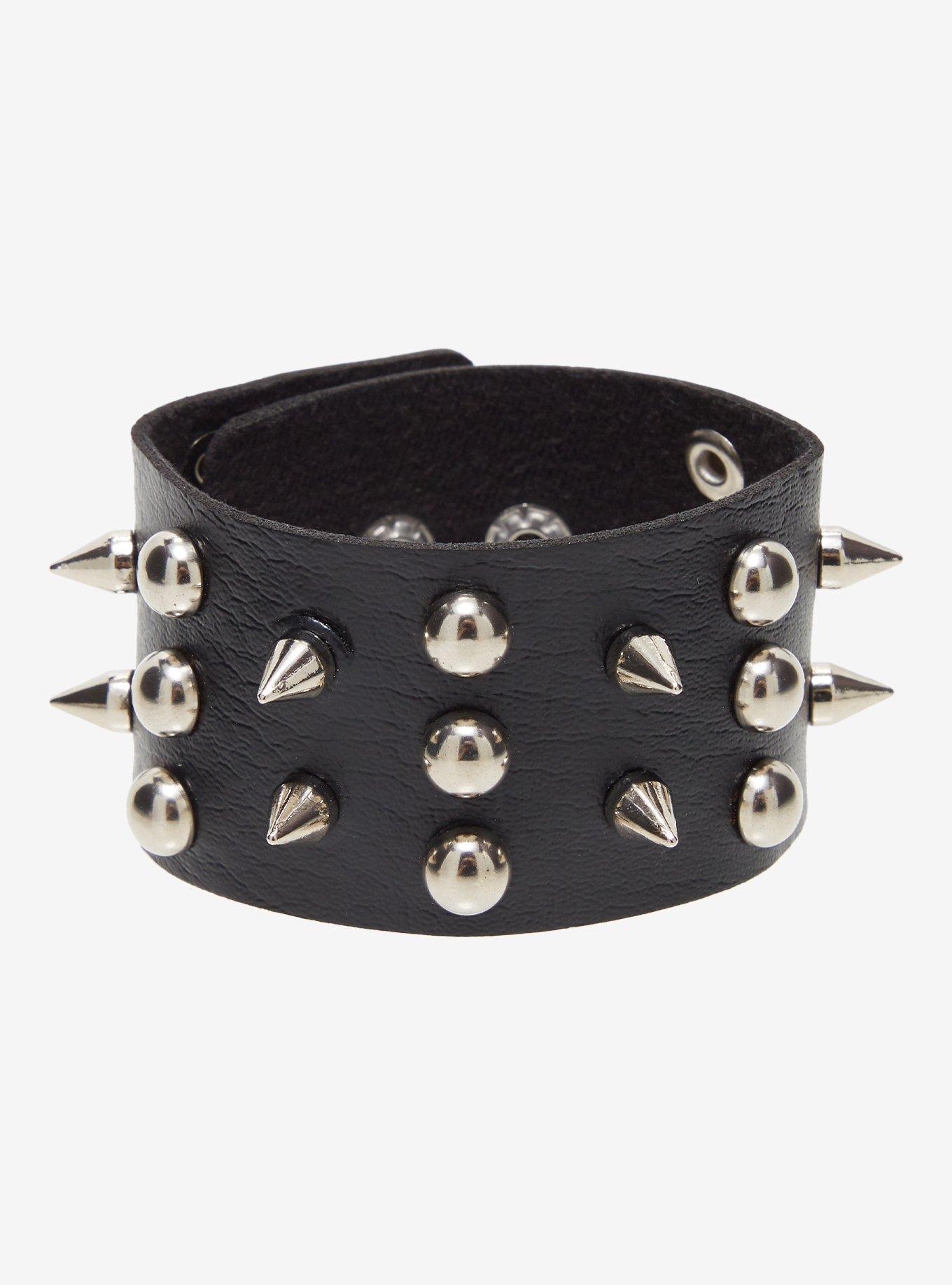 Social Collision Spikes & Studs Cuff Bracelet, , hi-res