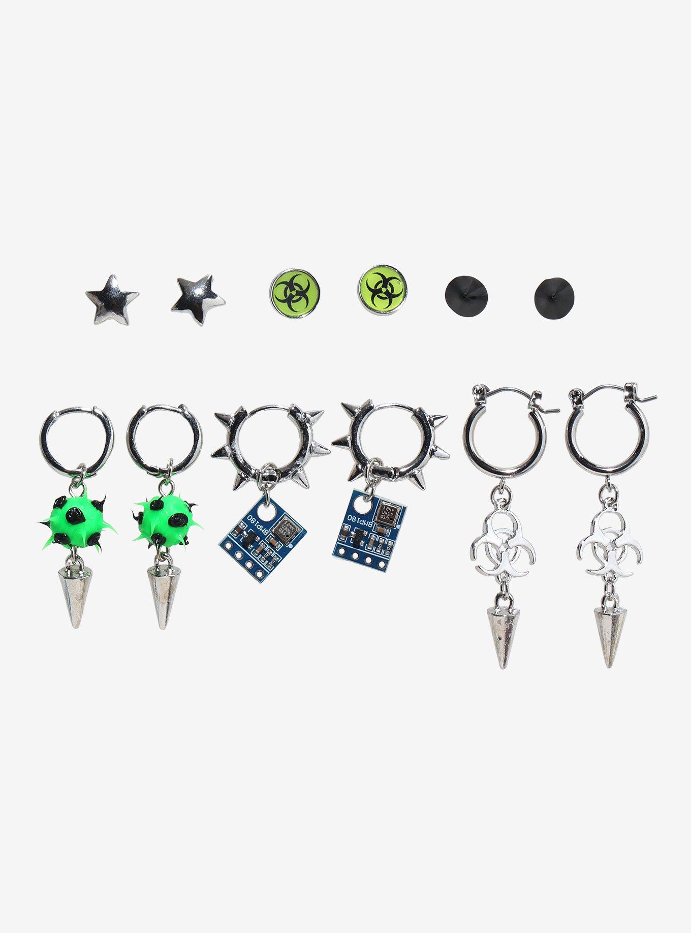 Biohazard Circuit Board Earring Set, , hi-res