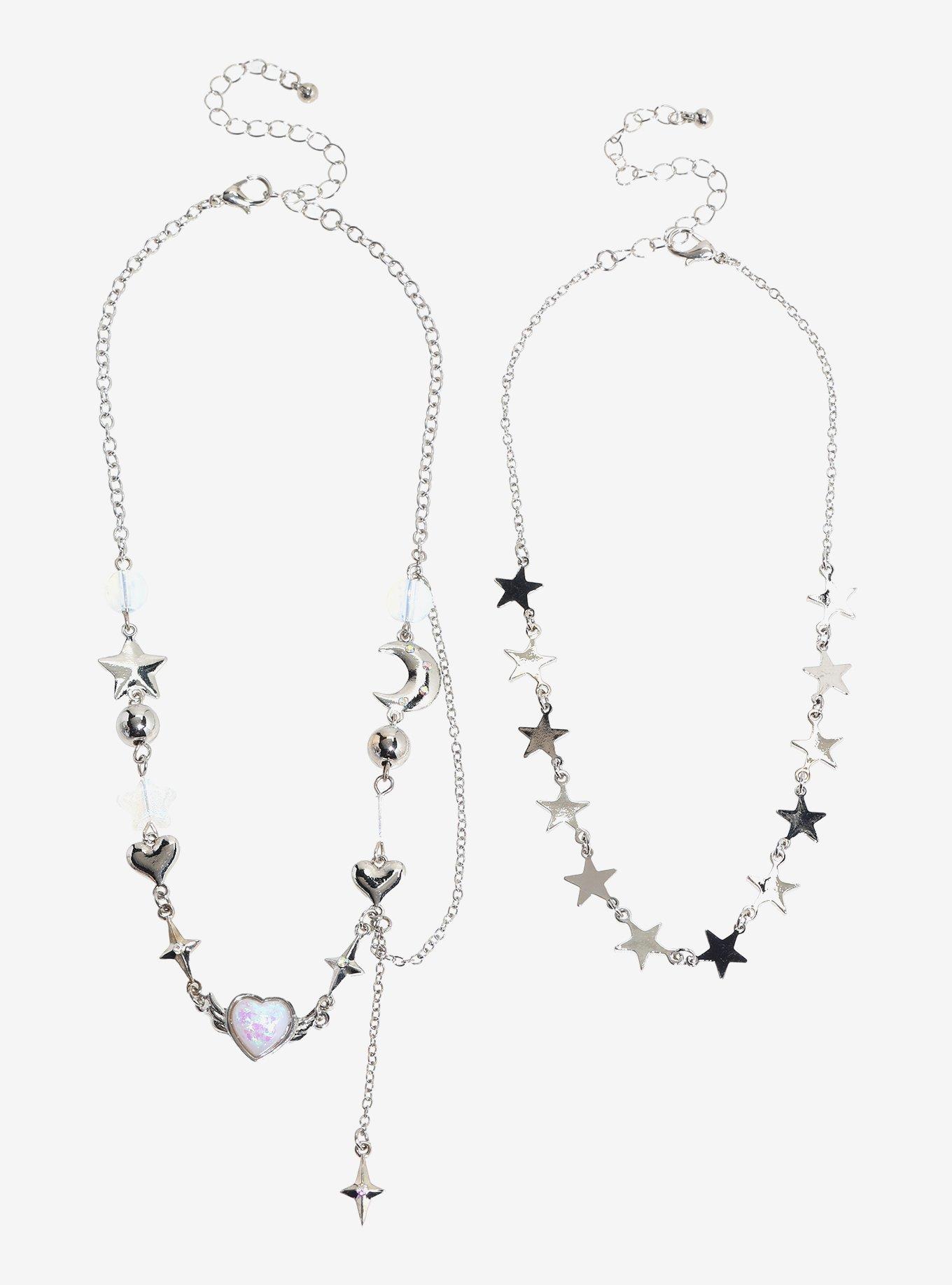 Sweet Society Star Charm Iridescent Heart Choker Necklace Set, , hi-res