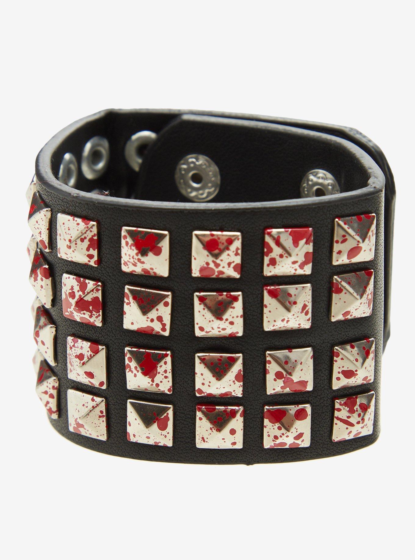 Bloody Pyramid Faux Leather Cuff Bracelet, , hi-res