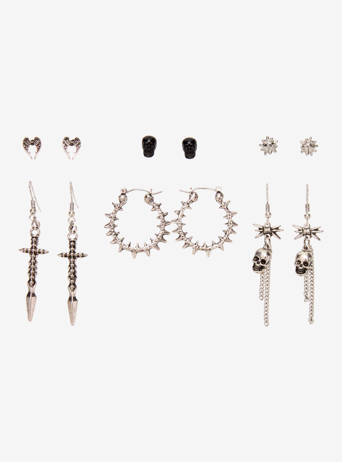 Social Collision Skull Dagger Earring Set, , hi-res