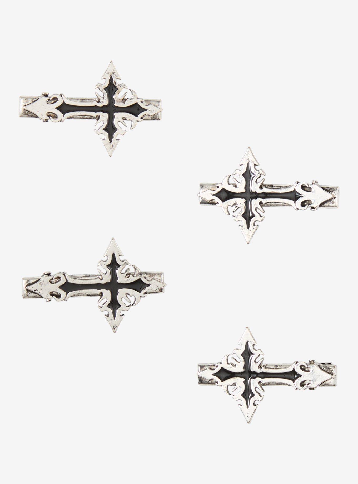 Social Collision Sharp Gothic Cross Hair Clip Set, , hi-res