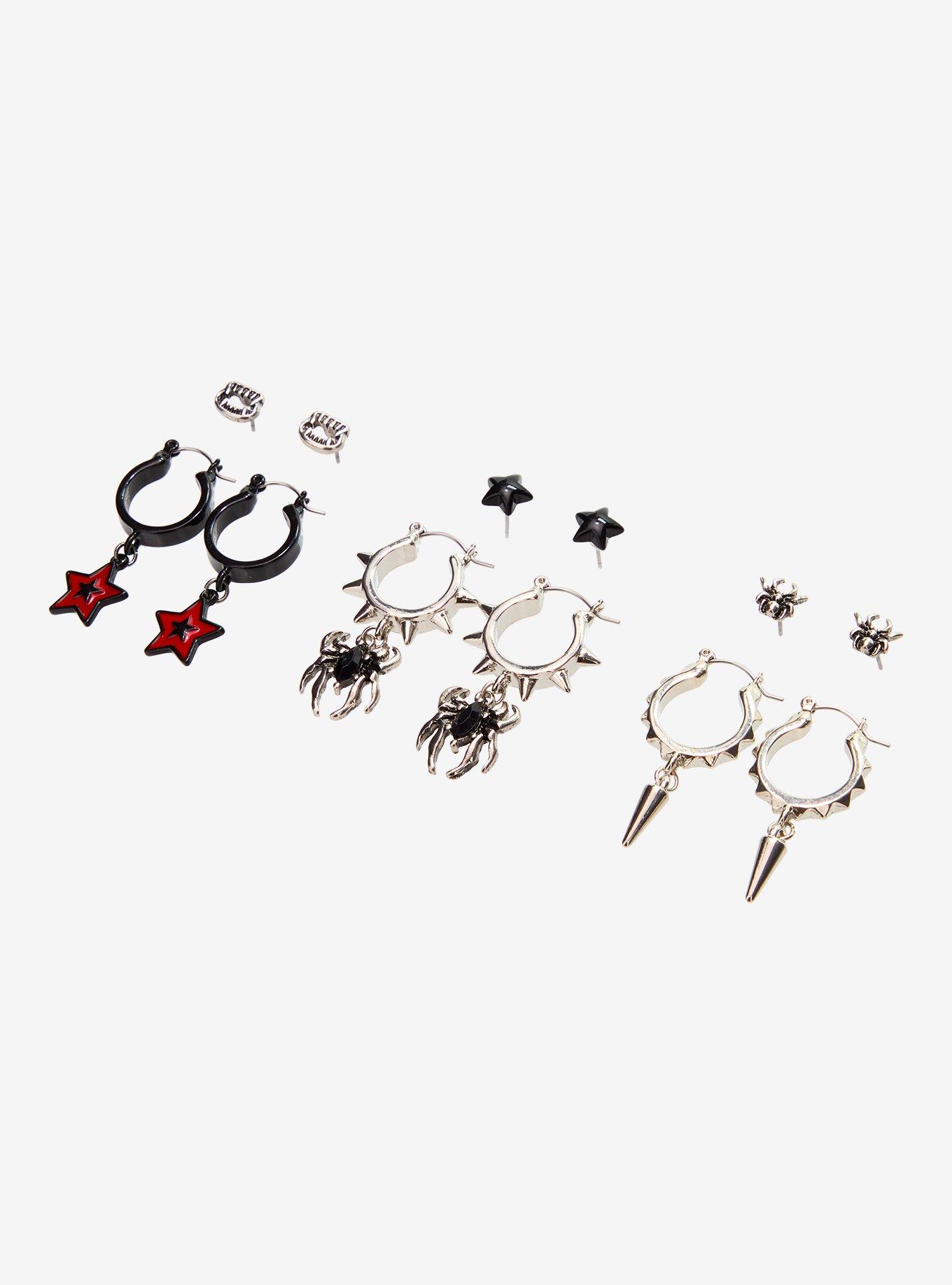 Spider Star Spike Earring Set, , alternate