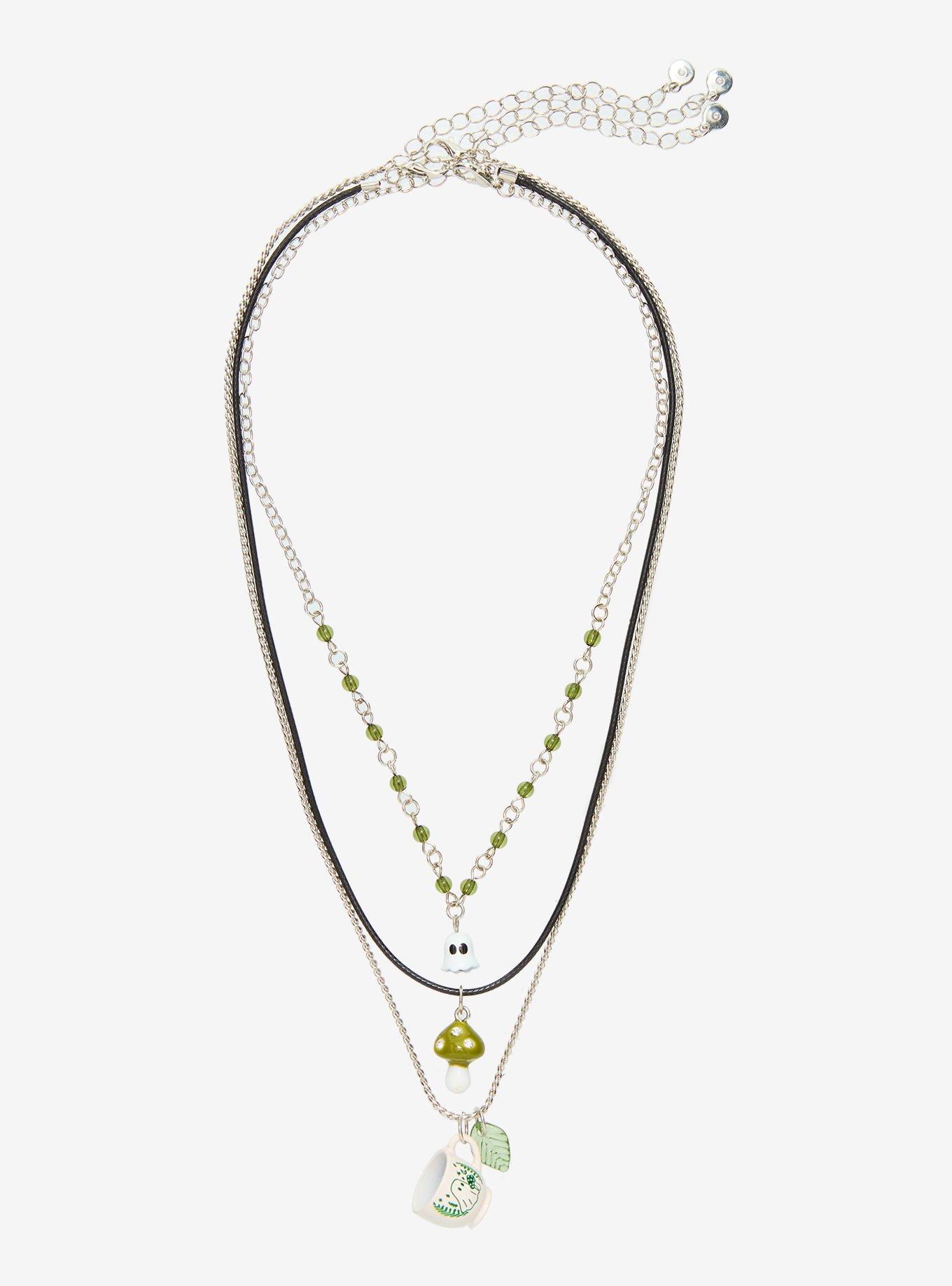 Thorn & Fable Ghost Mushroom Cup Necklace Set, , hi-res