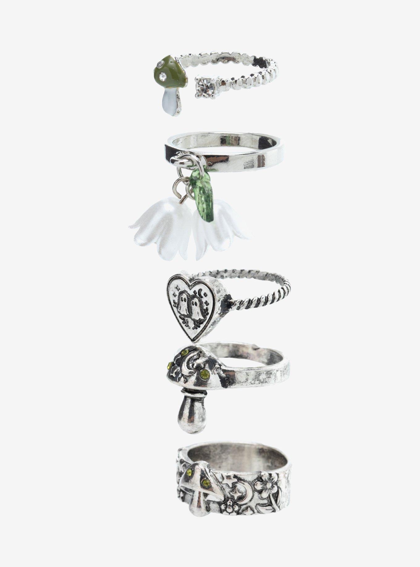 Thorn & Fable Mushroom Ghost Flower Ring Set, , alternate