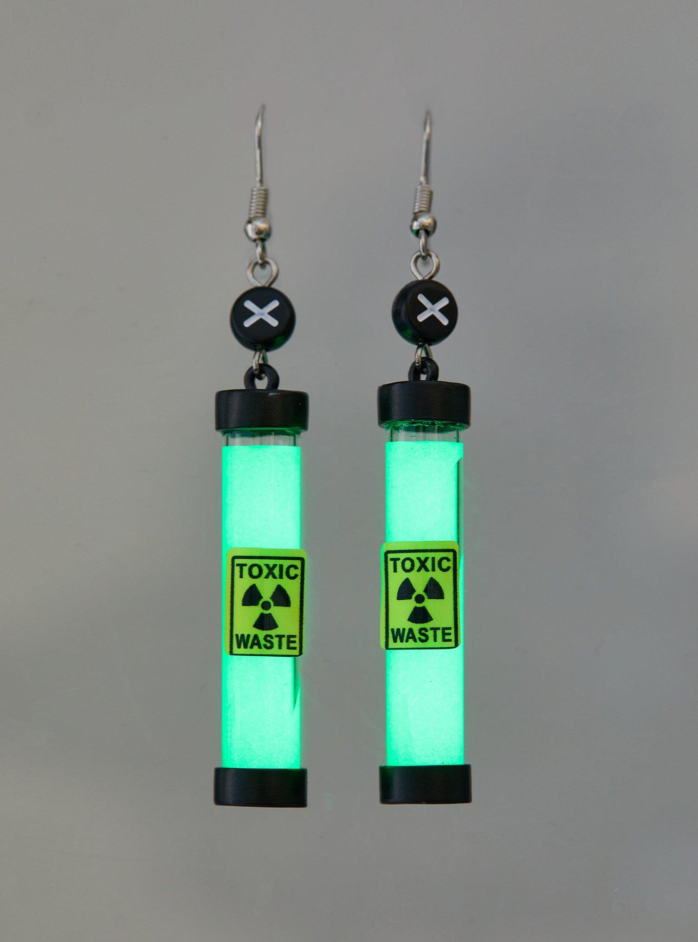 Black & Green Biohazard Glow-In-The-Dark Earring Set, , alternate