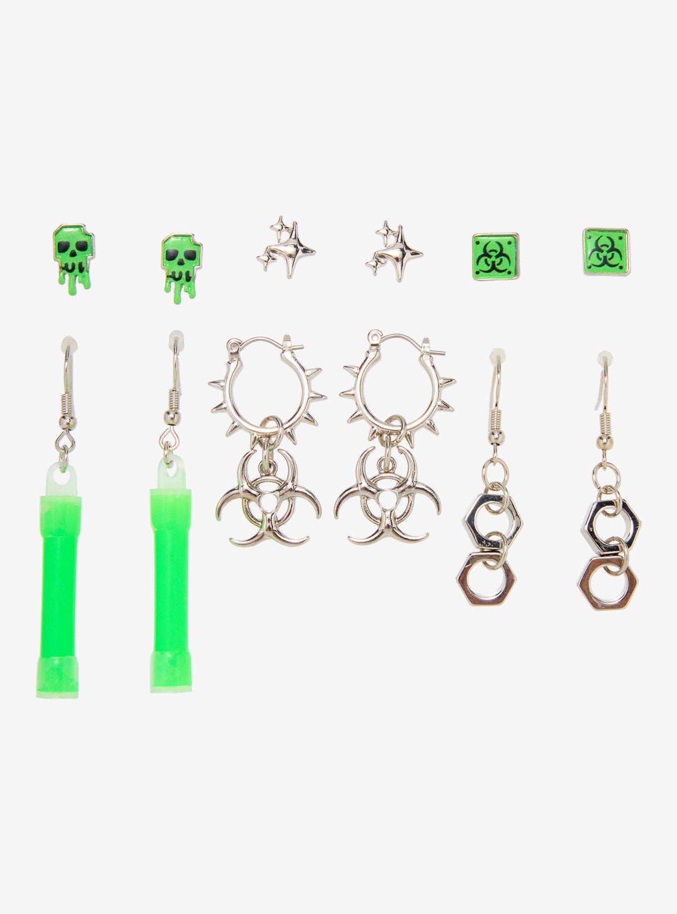 Biohazard Glow-In-The-Dark Icon Earring Set, , hi-res