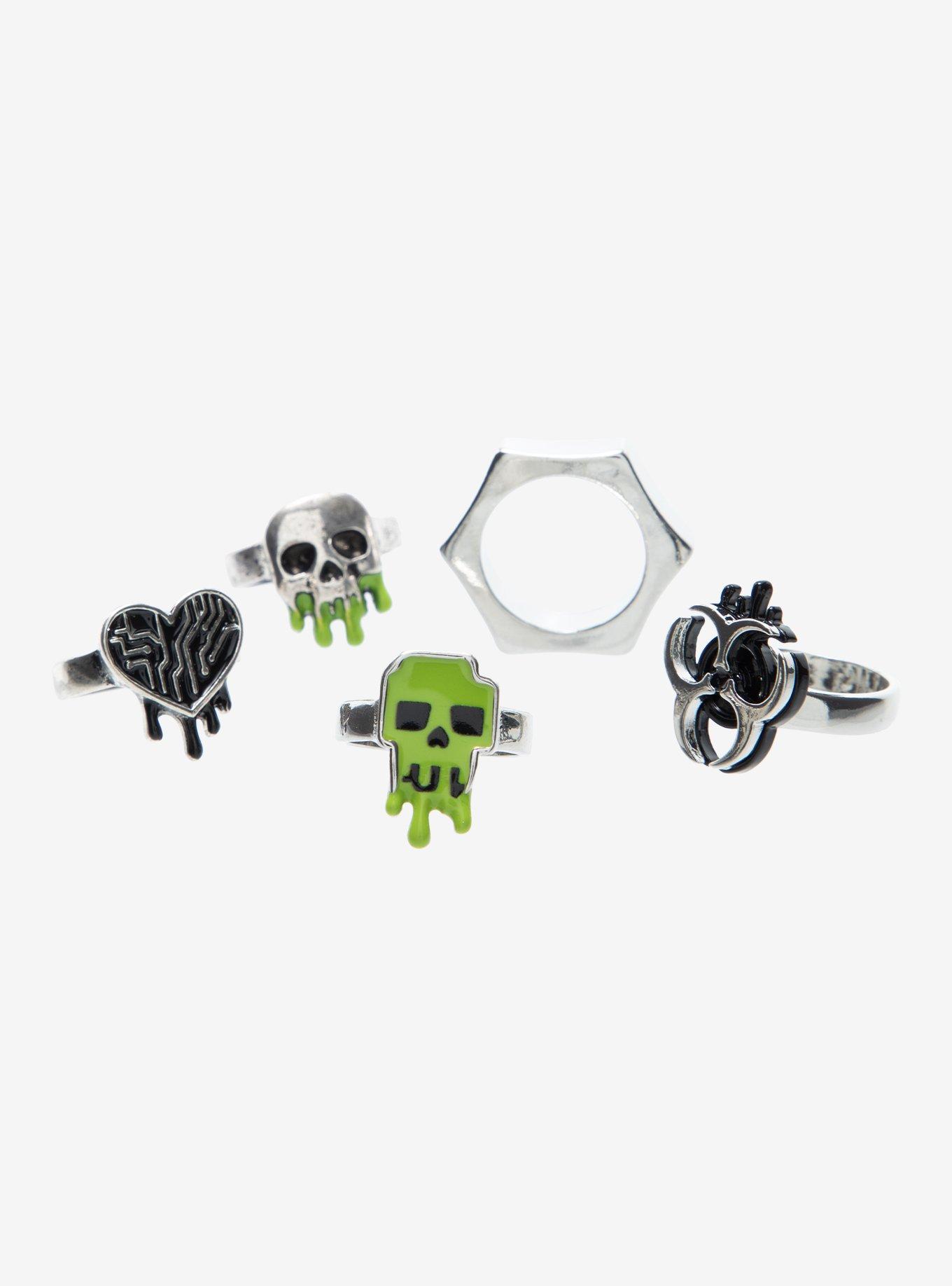Slime Skull Heart Ring Set, , hi-res