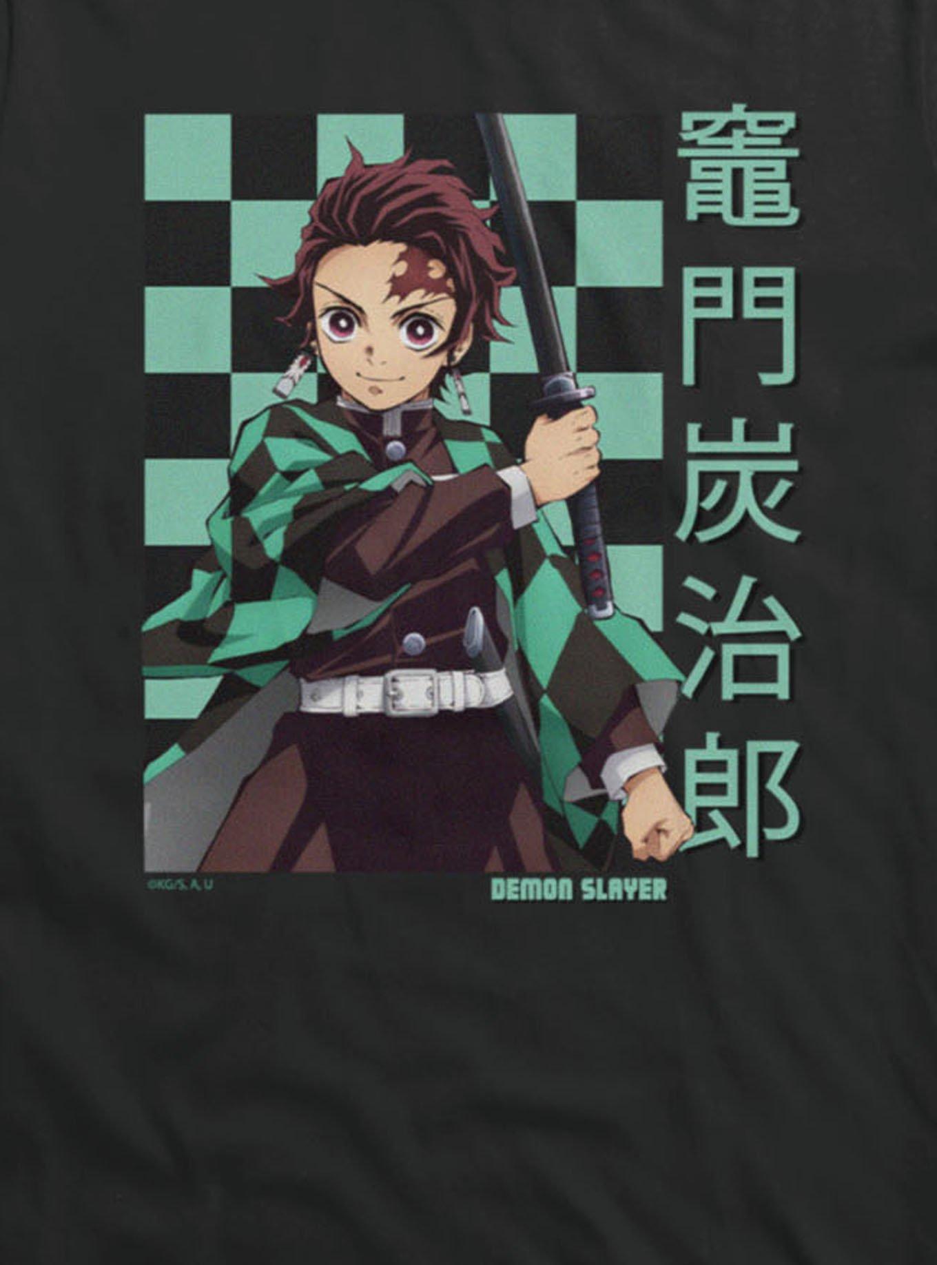 Demon Slayer Checkered Tanjiro Portrait Girls T-Shirt, , hi-res