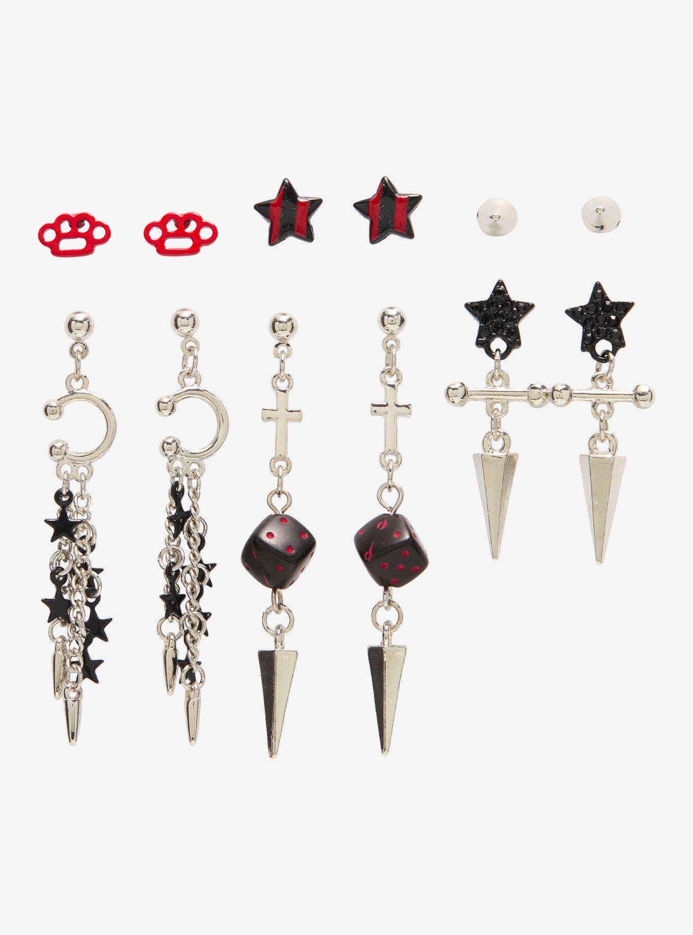 Dice Spike Star Earring Set, , hi-res