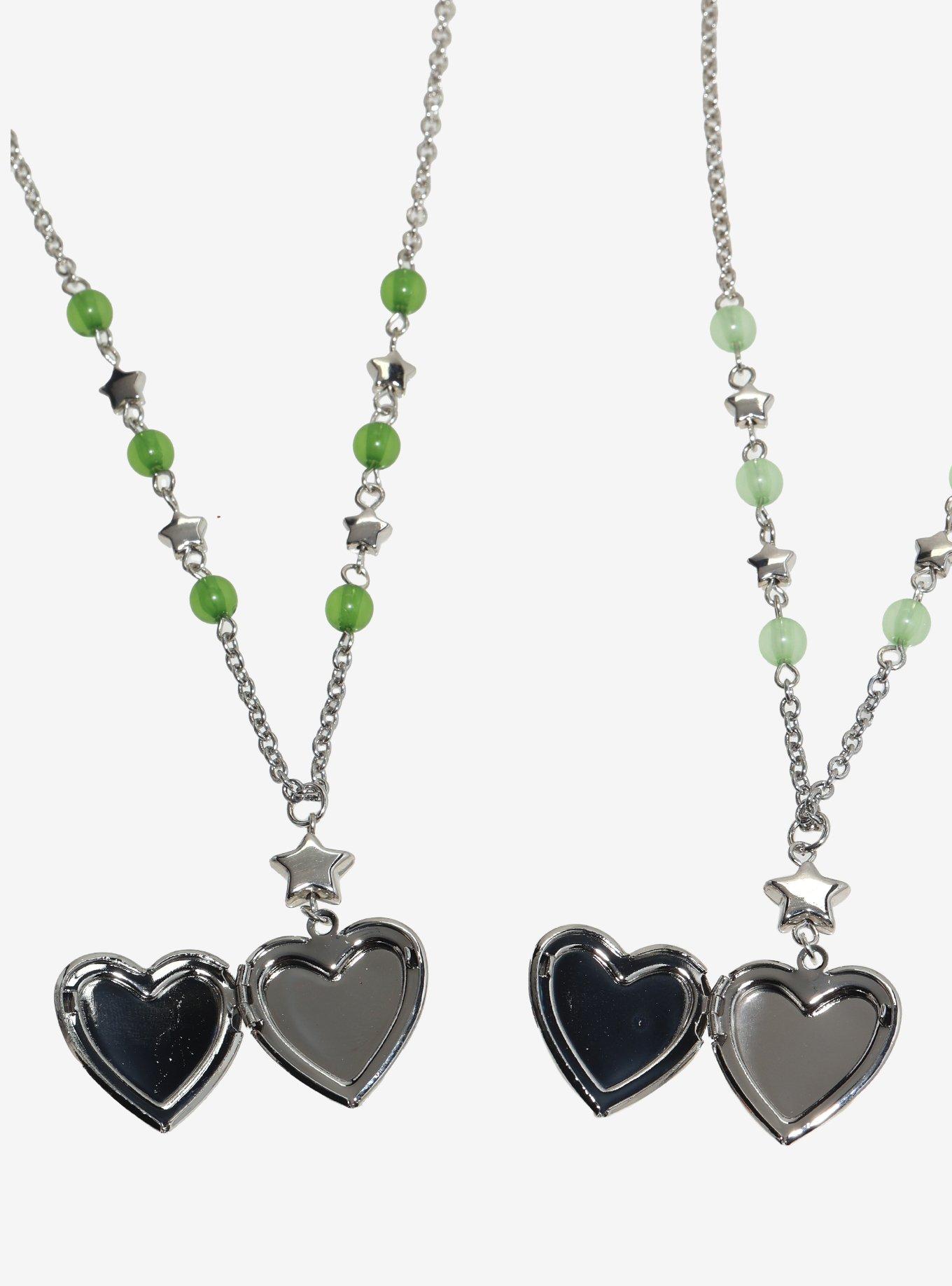 Thorn & Fable Ghost Heart Locket Best Friend Necklace Set, , alternate