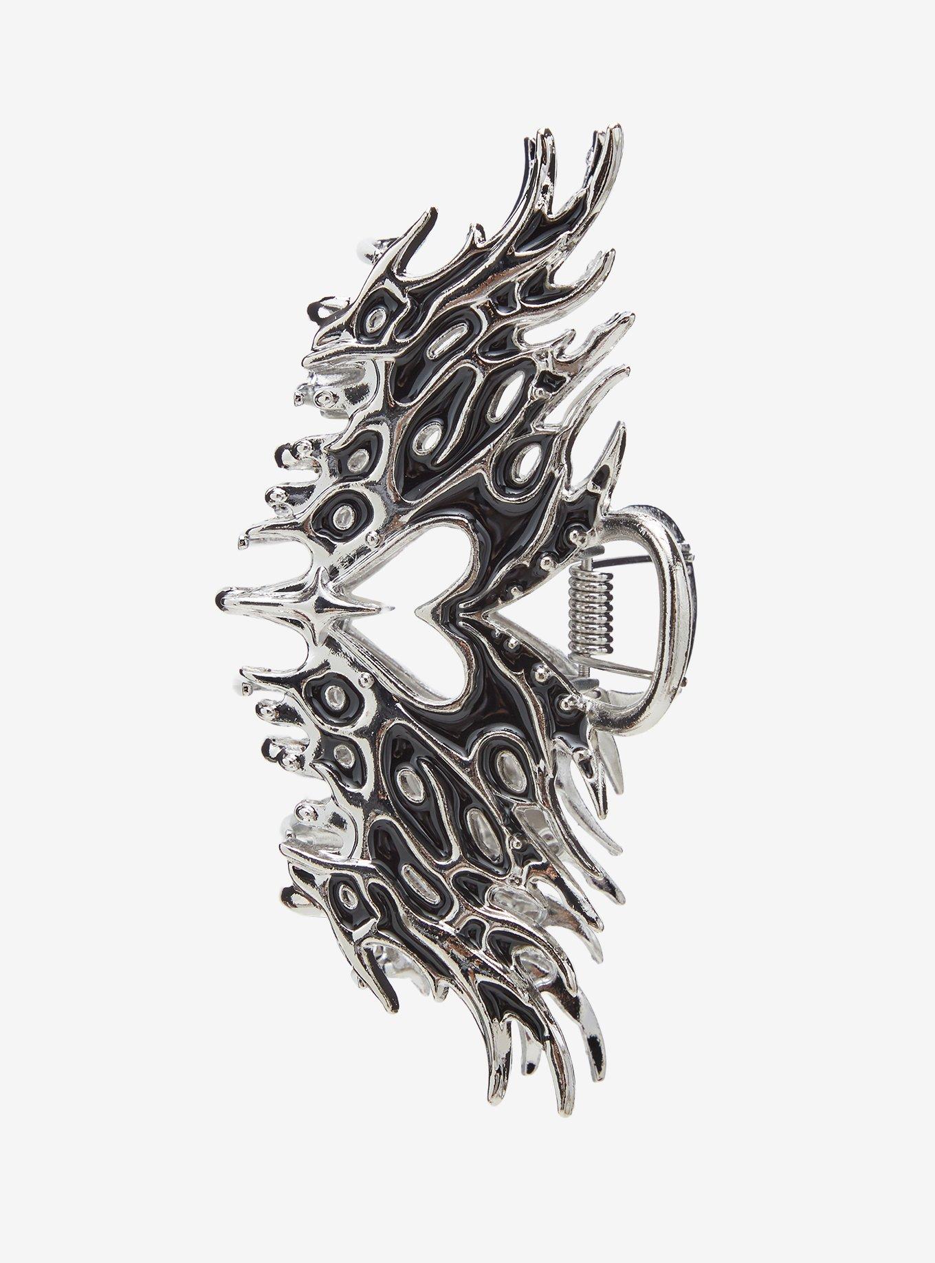 Social Collision Cyber Flame Heart Claw Hair Clip, , hi-res