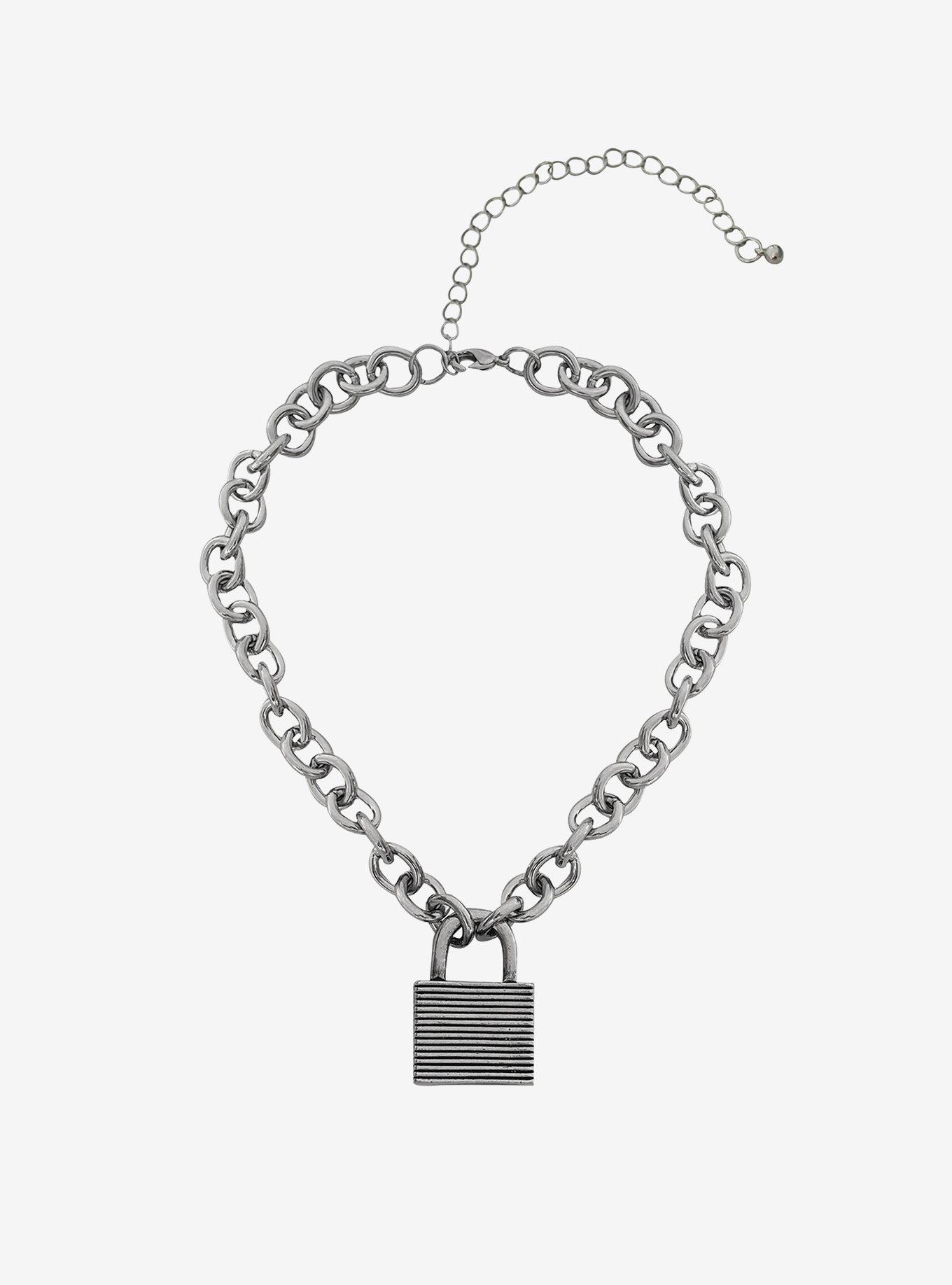 Social Collision Padlock Choker, , hi-res