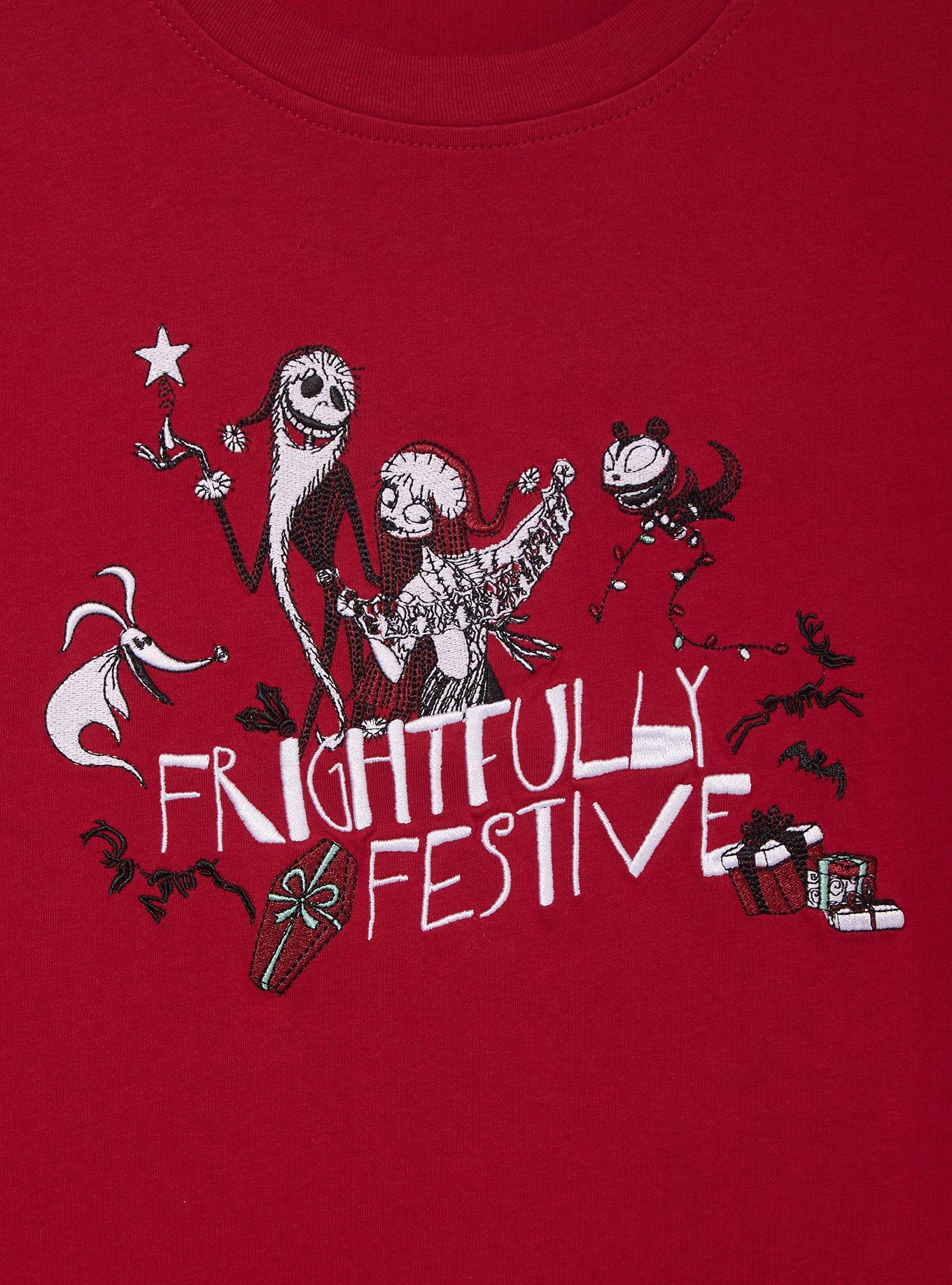 Disney The Nightmare Before Christmas Frightfully Festive Embroidered Women's Plus T-Shirt - BoxLunch Exclusive