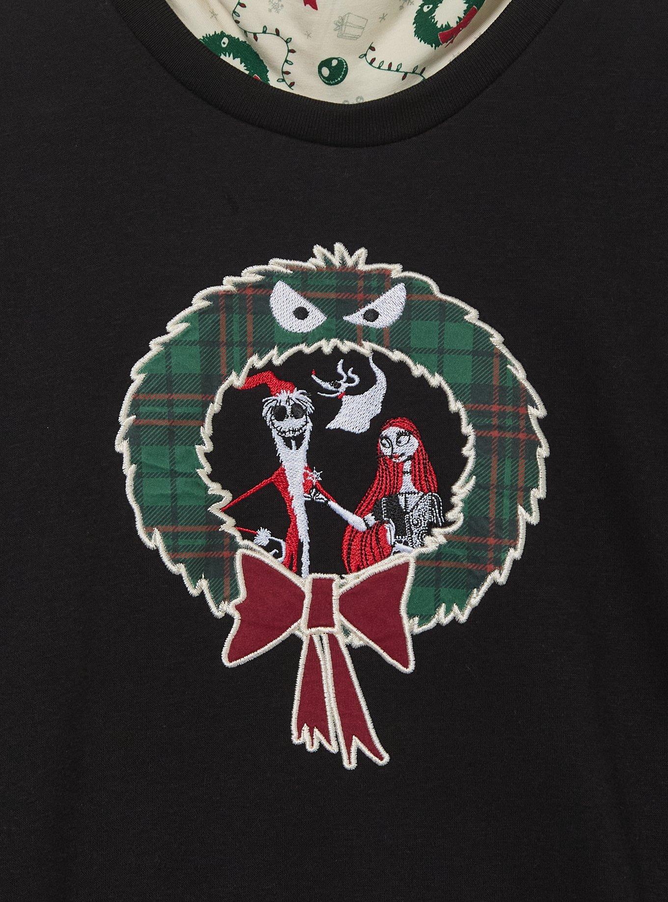 Disney The Nightmare Before Christmas Jack & Sally Holiday Wreath Women's Plus Turtleneck - BoxLunch Exclusive