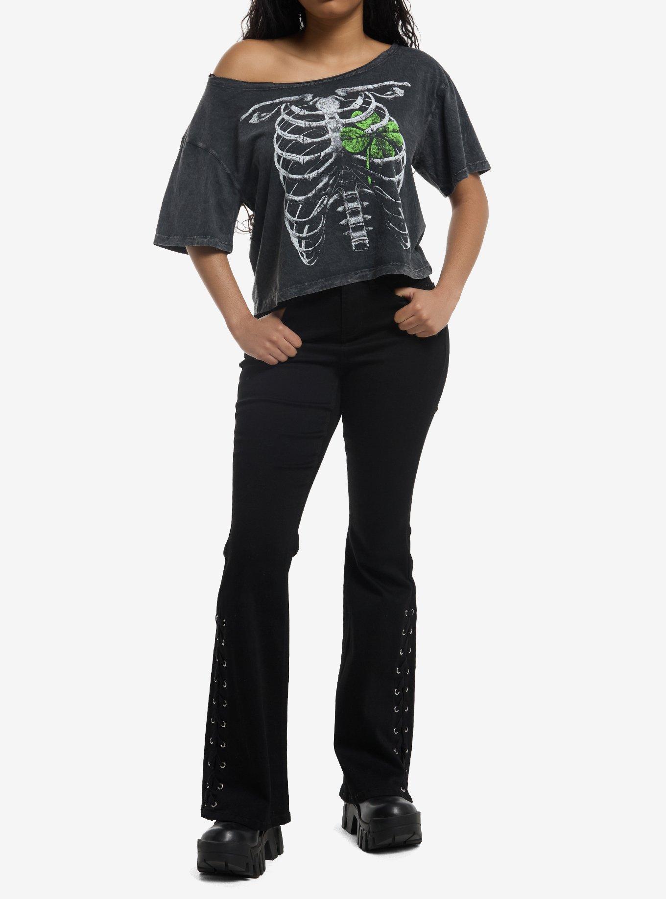 Four Leaf Clover Rib Cage Girls Off-Shoulder T-Shirt, , hi-res