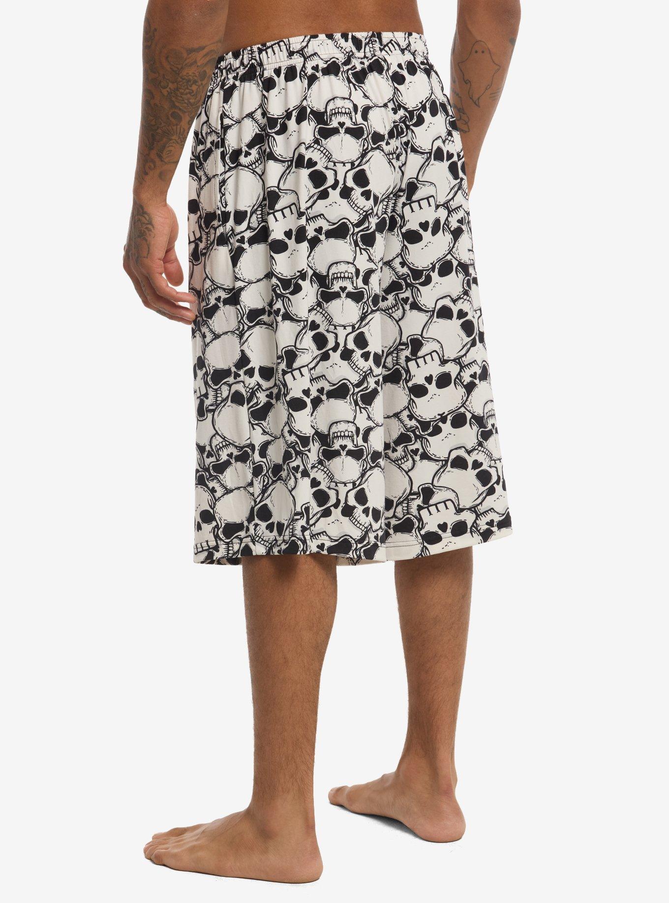 Black & White Skull Lounge Jorts, , hi-res