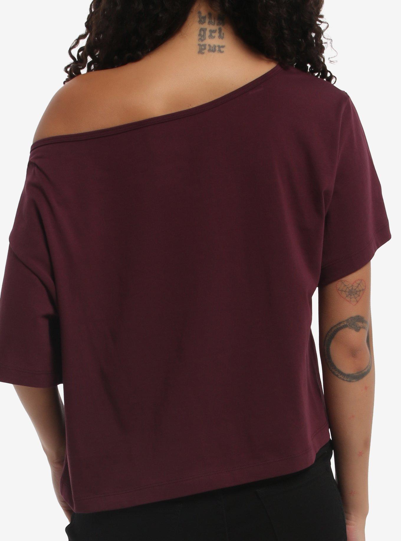 Fall Out Boy From Under The Cork Tree Girls Off-Shoulder T-Shirt, BURGUNDY, alternate - view 3