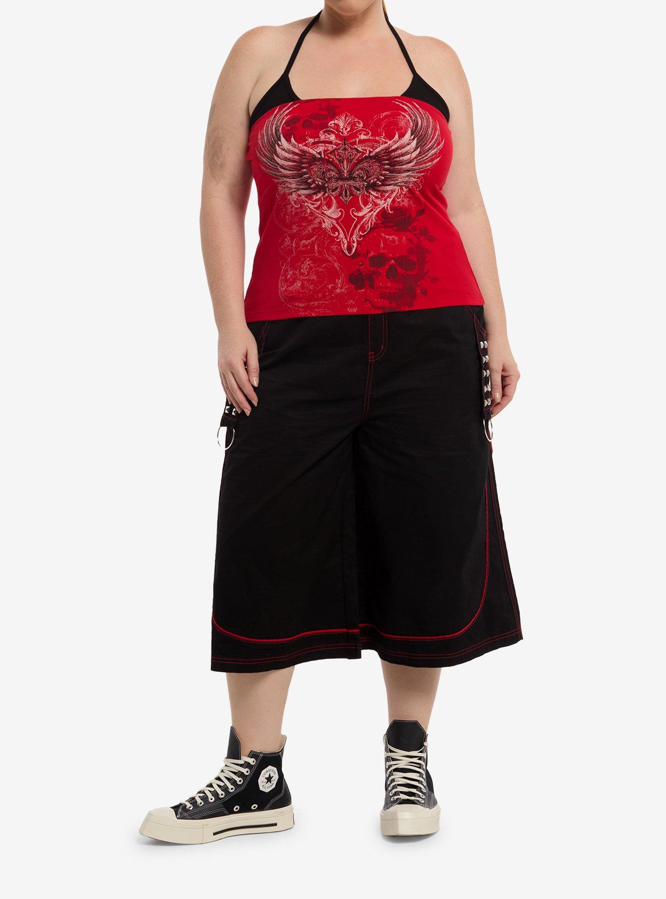 Social Collision Wing Heart Girls Halter Top Plus Size, , hi-res