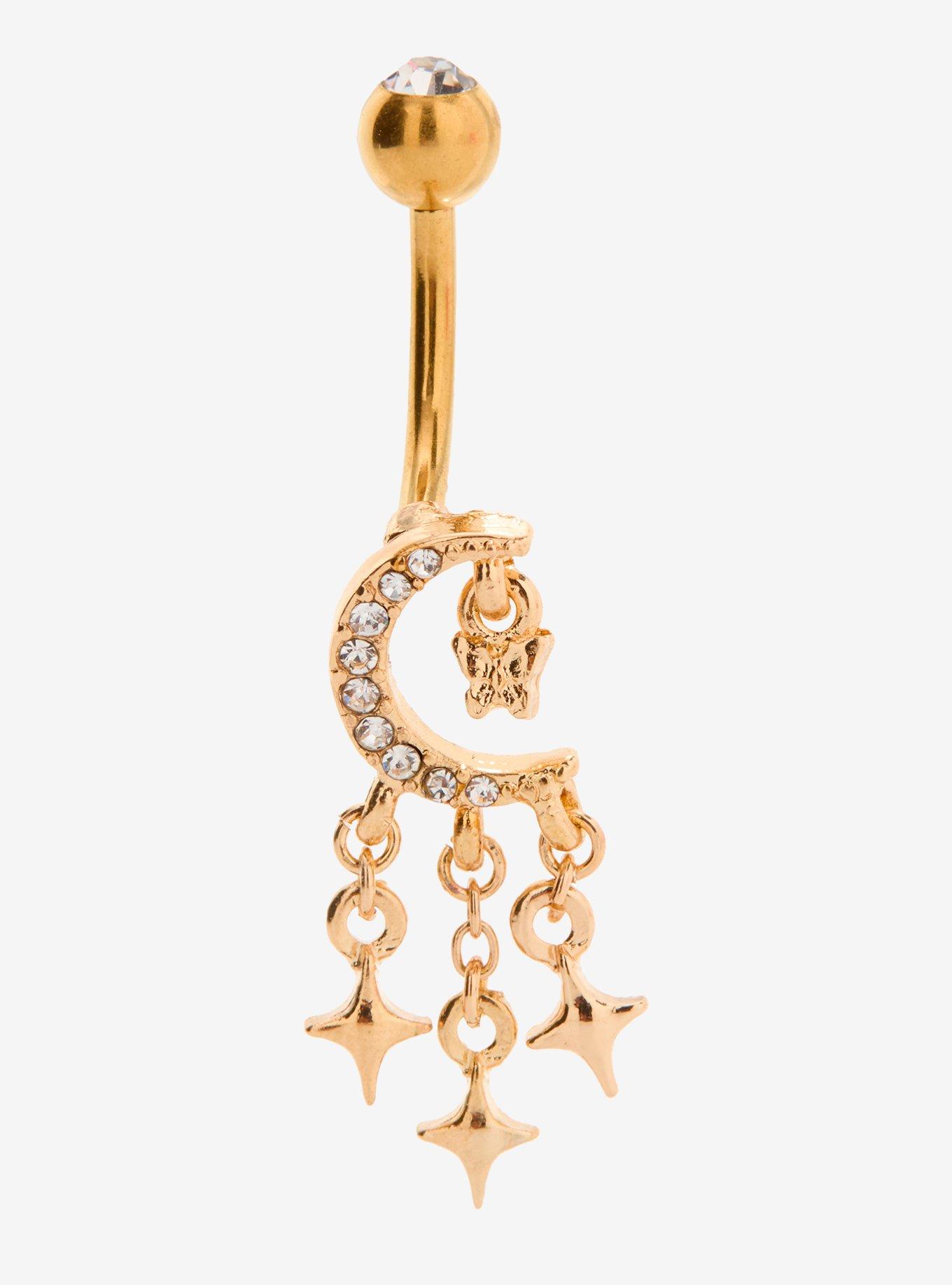 14G Steel Gold Celestial Navel Barbell, , hi-res