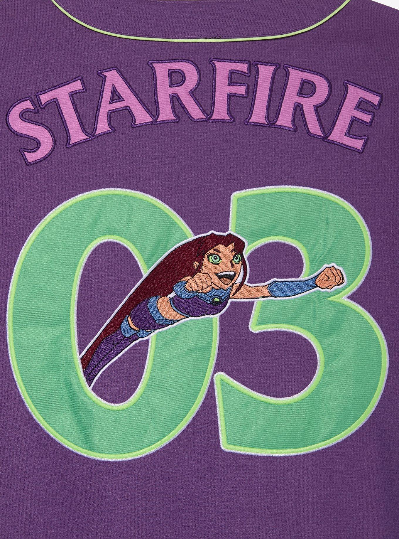 Teen Titans Starfire Women's Cropped Baseball Jersey &mdash; BoxLunch Exclusive, GREEN, alternate - view 4