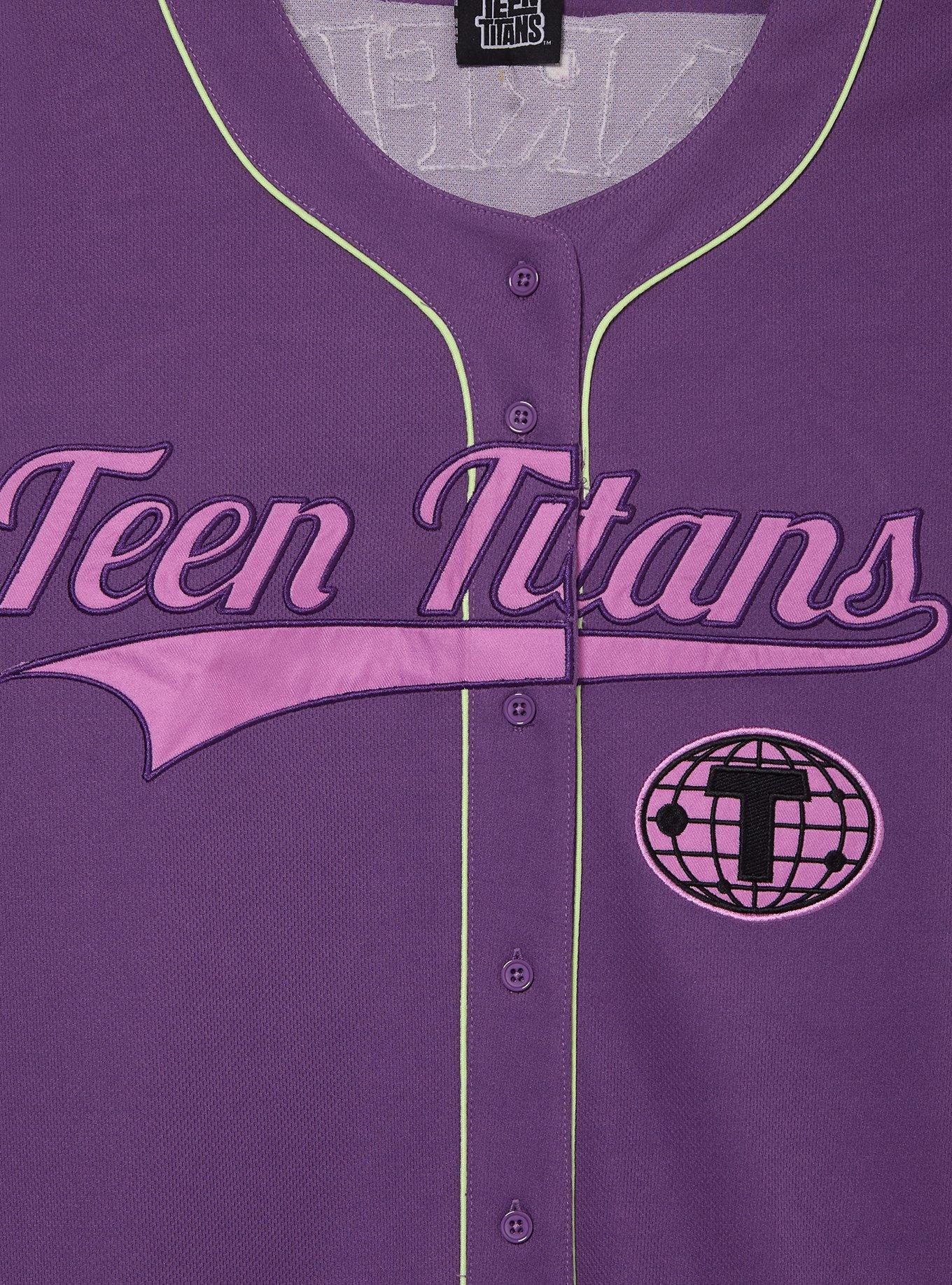Teen Titans Starfire Women's Plus Size Cropped Baseball Jersey &mdash; BoxLunch Exclusive, GREEN, alternate - view 3