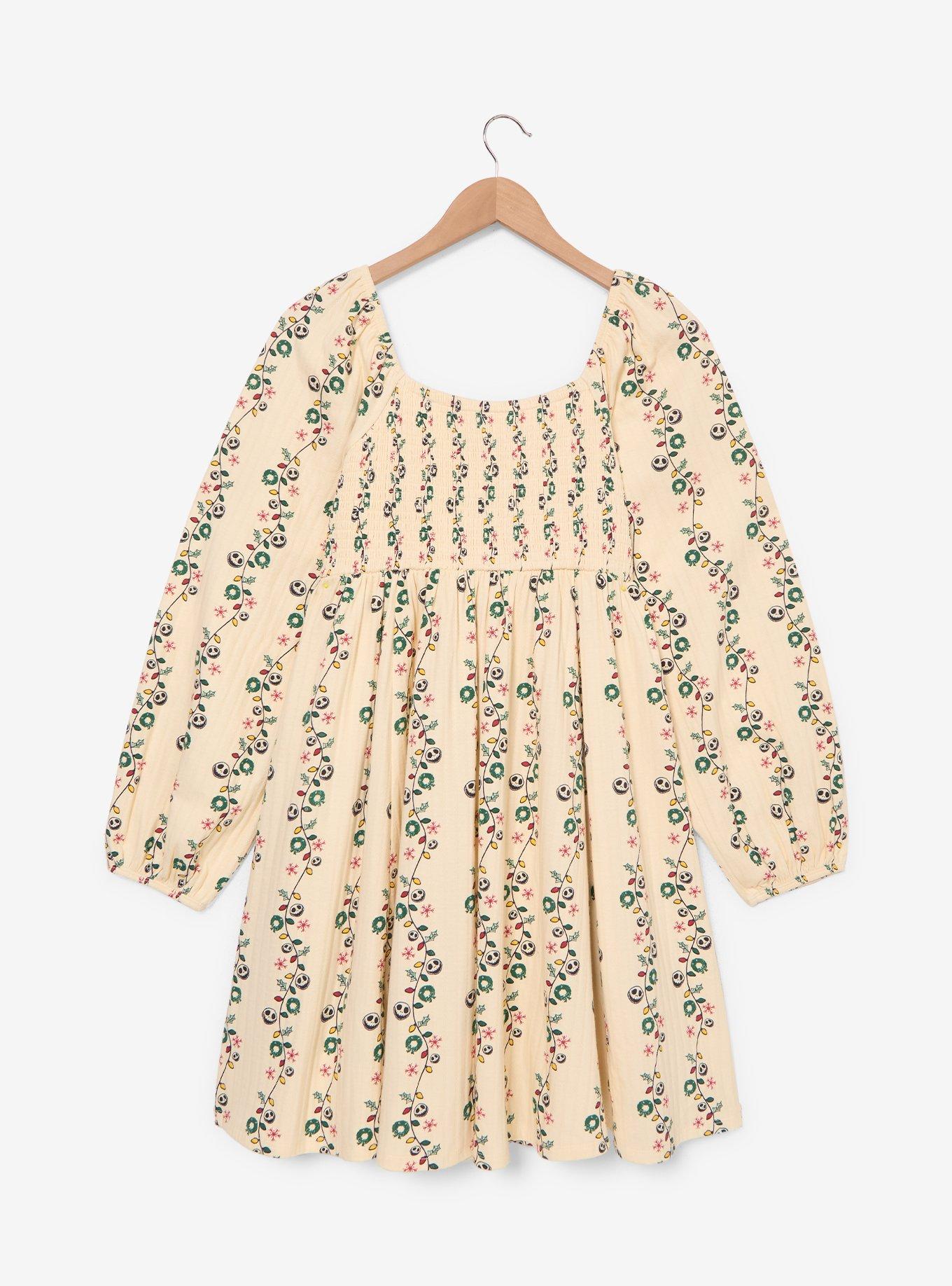 Disney The Nightmare Before Christmas Holiday Lights Plus Size Long Sleeve Dress - BoxLunch Exclusive, CREAM, alternate - view 3