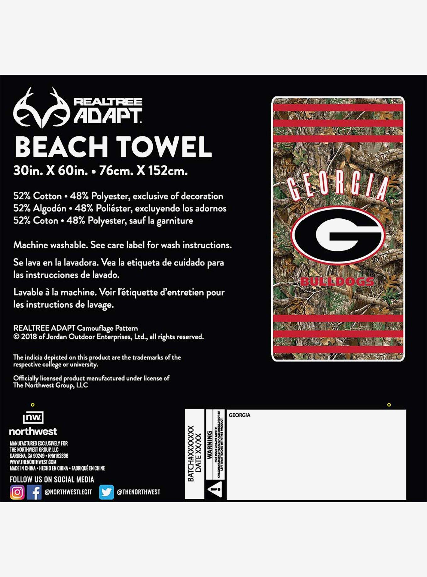 NCAA Georgia Realtree Stripes Beach Towel, , hi-res