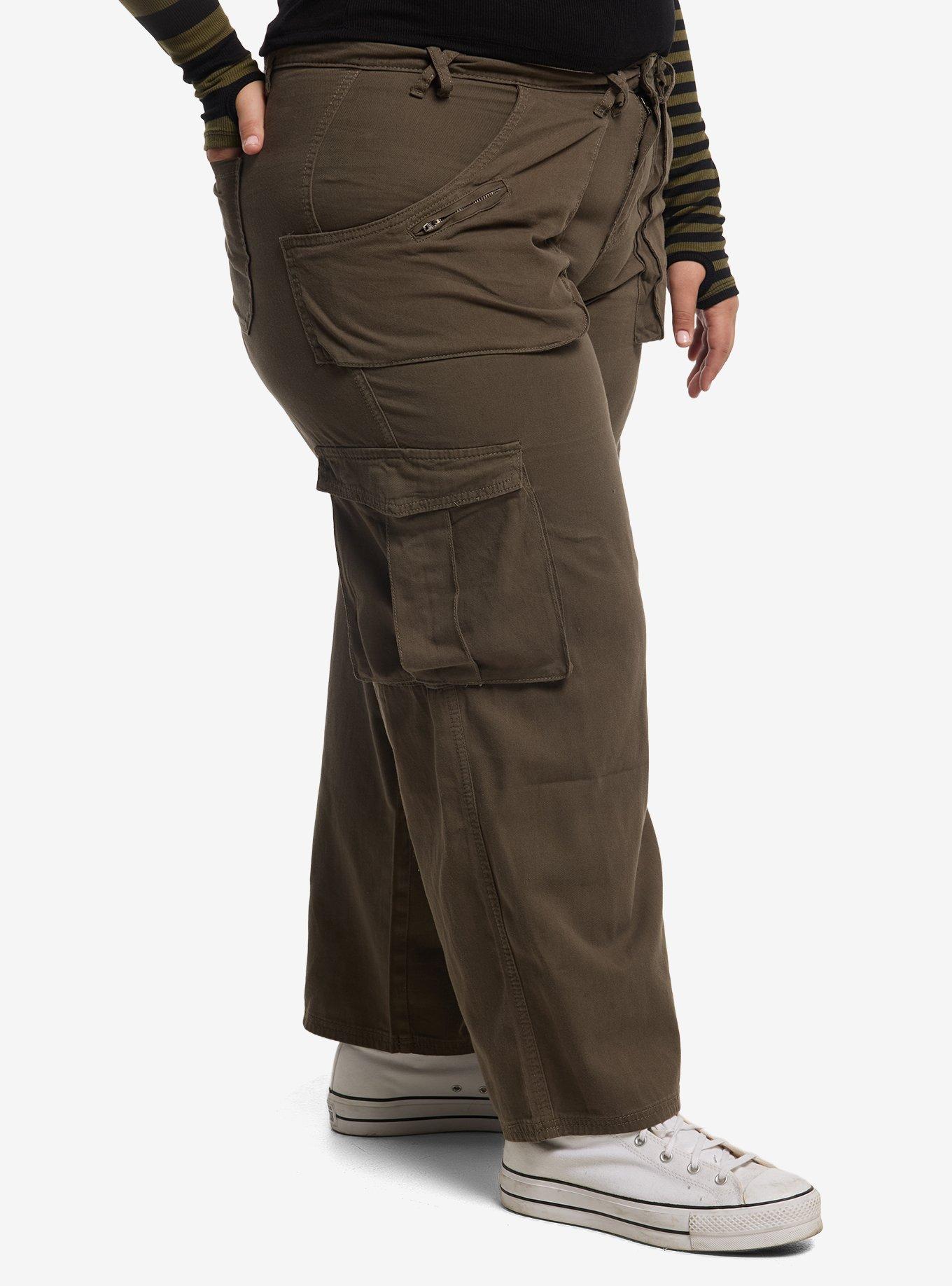 Thorn & Fable Green Zipper Strap Carpenter Cargo Pants Plus Size, MULTI, alternate - view 3