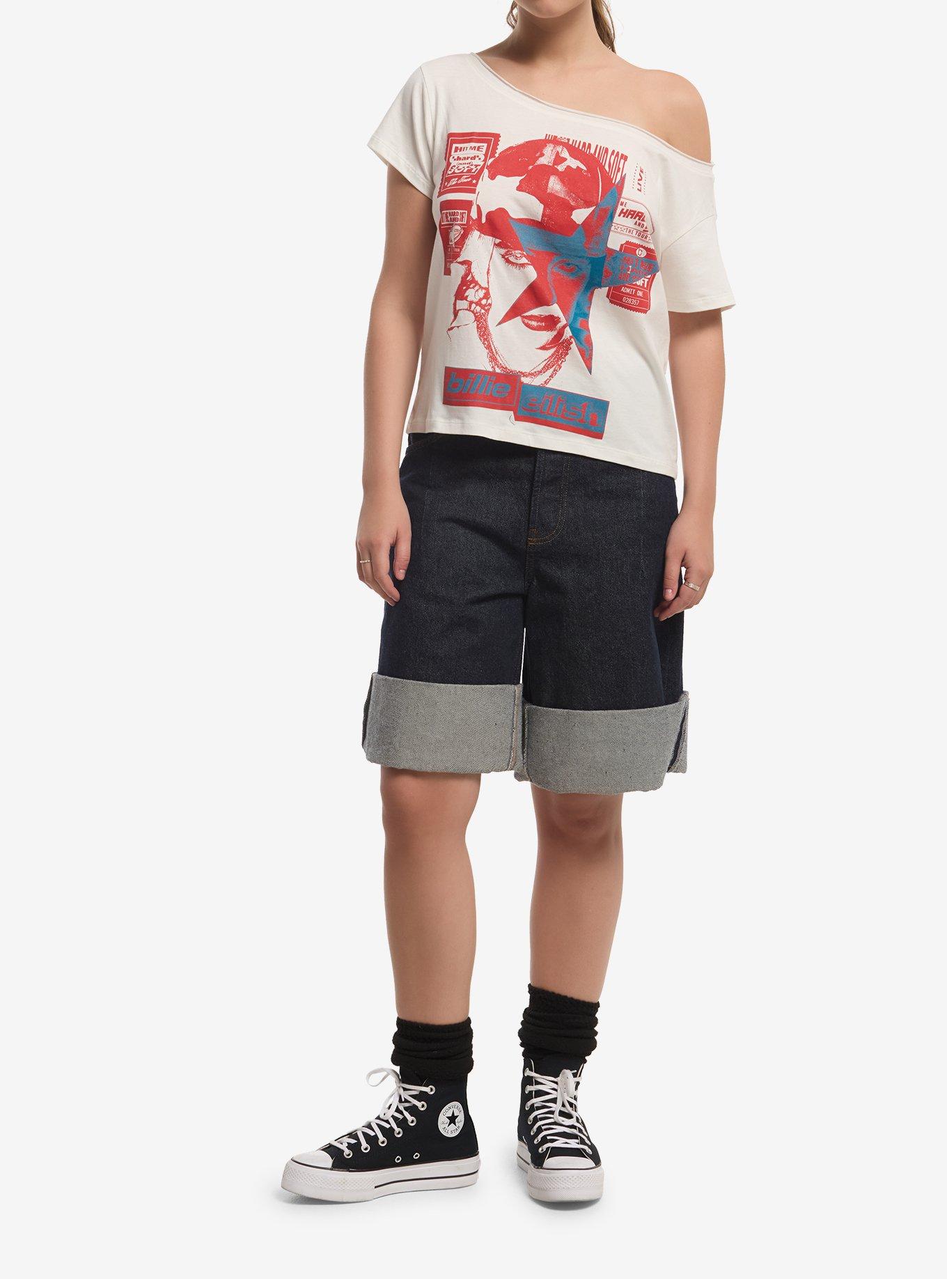 Billie Eilish Star Portrait Off-Shoulder T-Shirt, , hi-res
