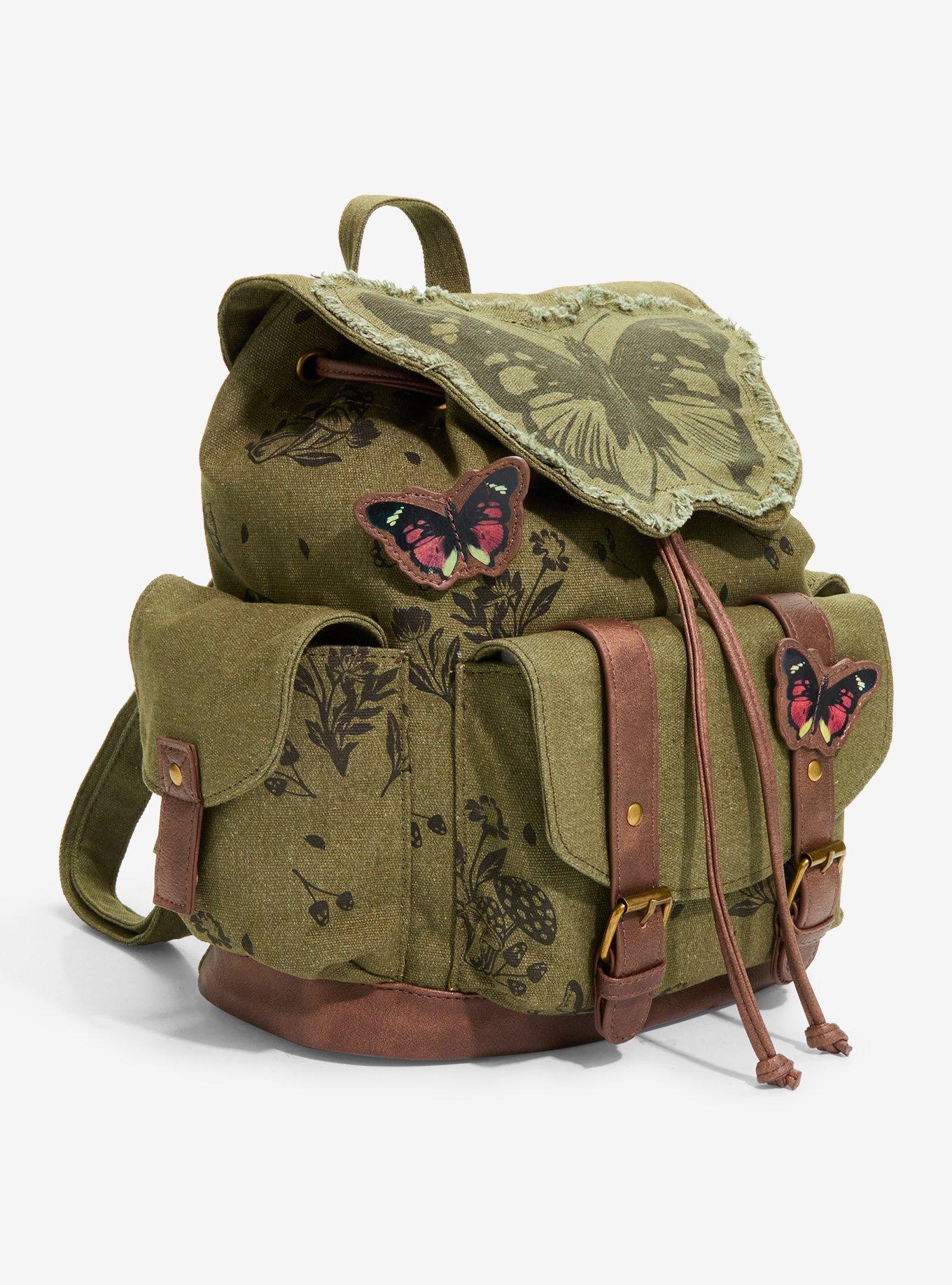Grunge Green Butterfly Slouch Mini Backpack, , hi-res