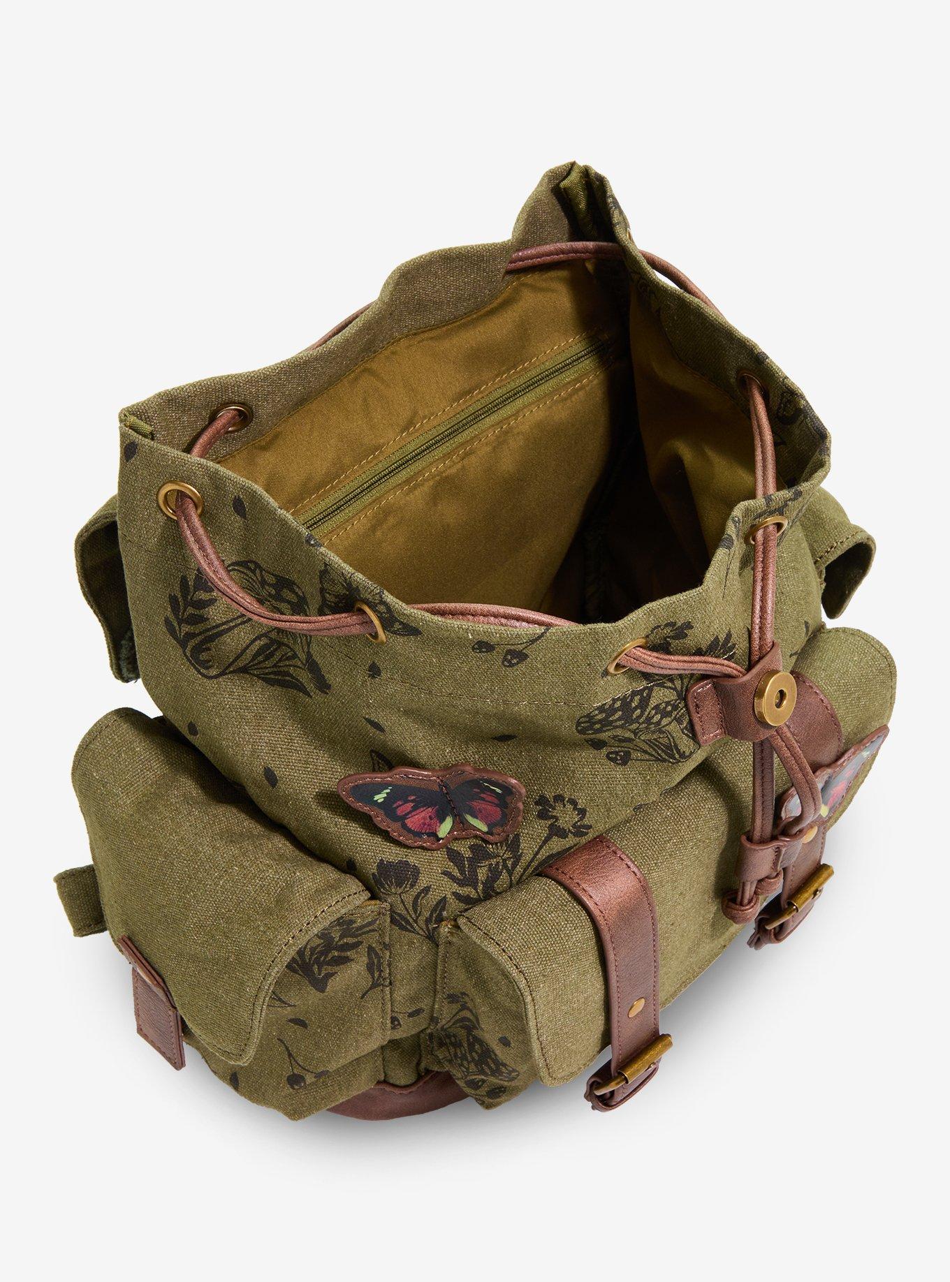 Grunge Green Butterfly Slouch Mini Backpack, , alternate