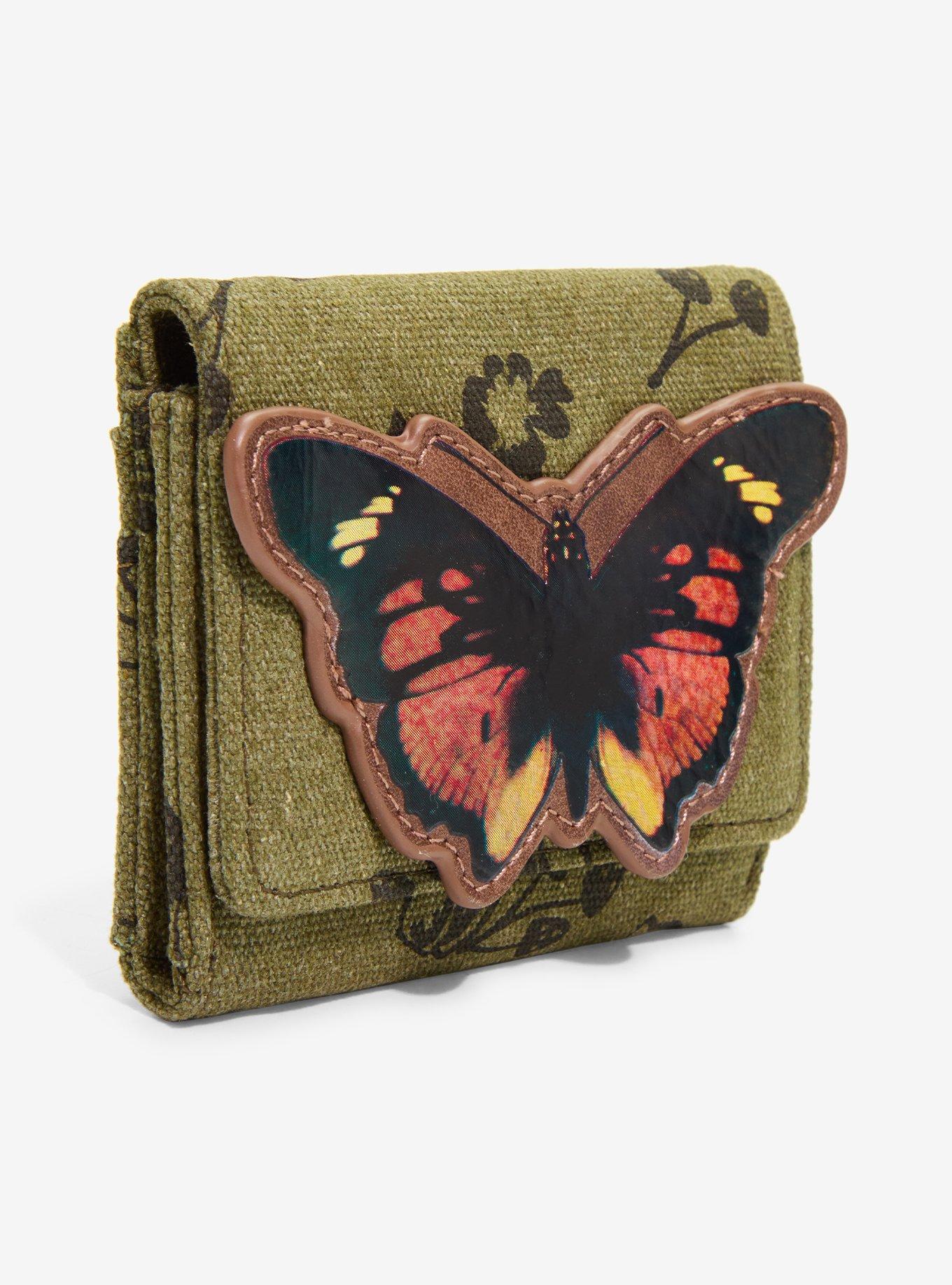 Grunge Green Butterfly Mini Wallet, , hi-res