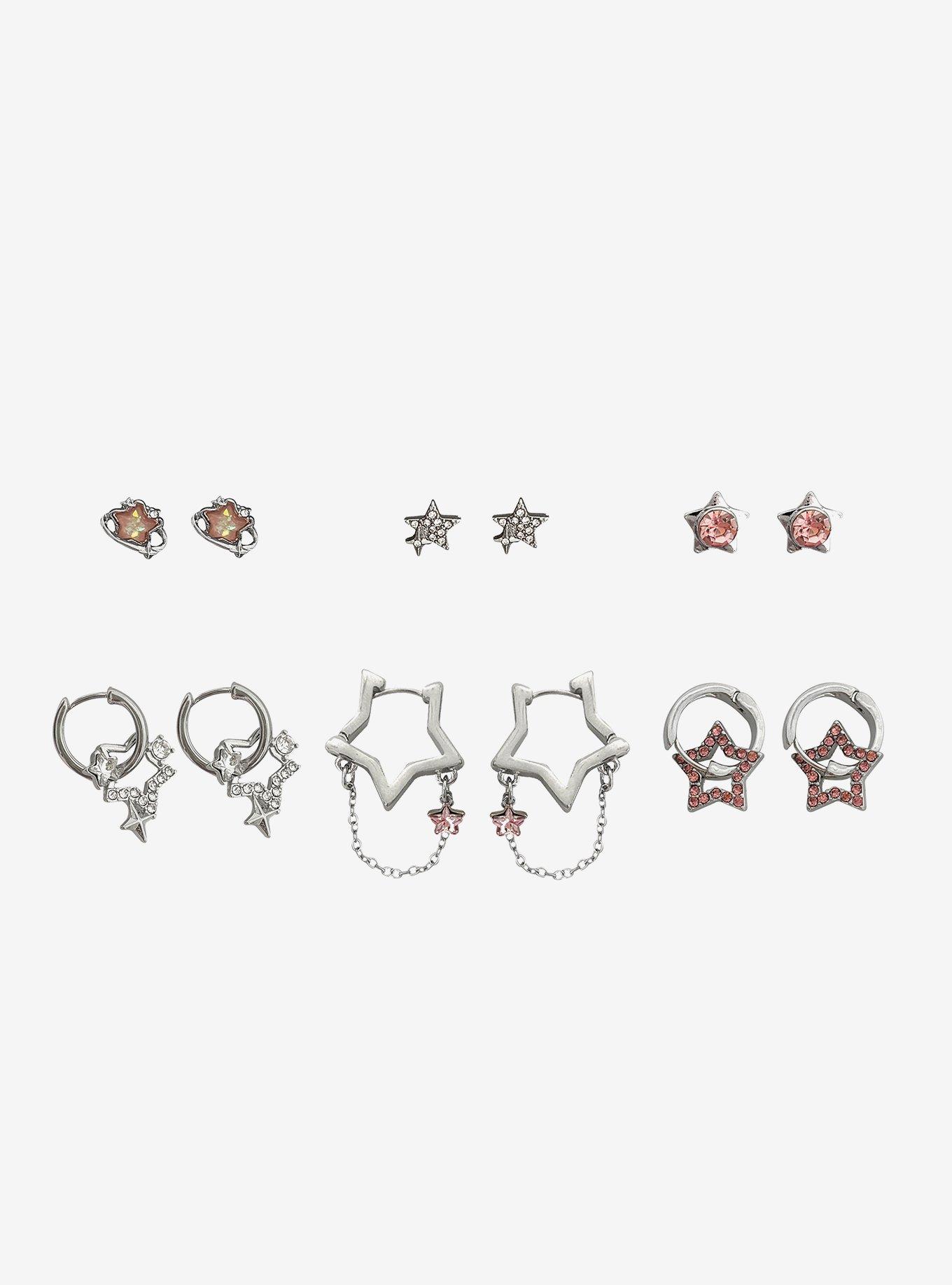 Sweet Society Pink Bling Star Earring Set, , hi-res