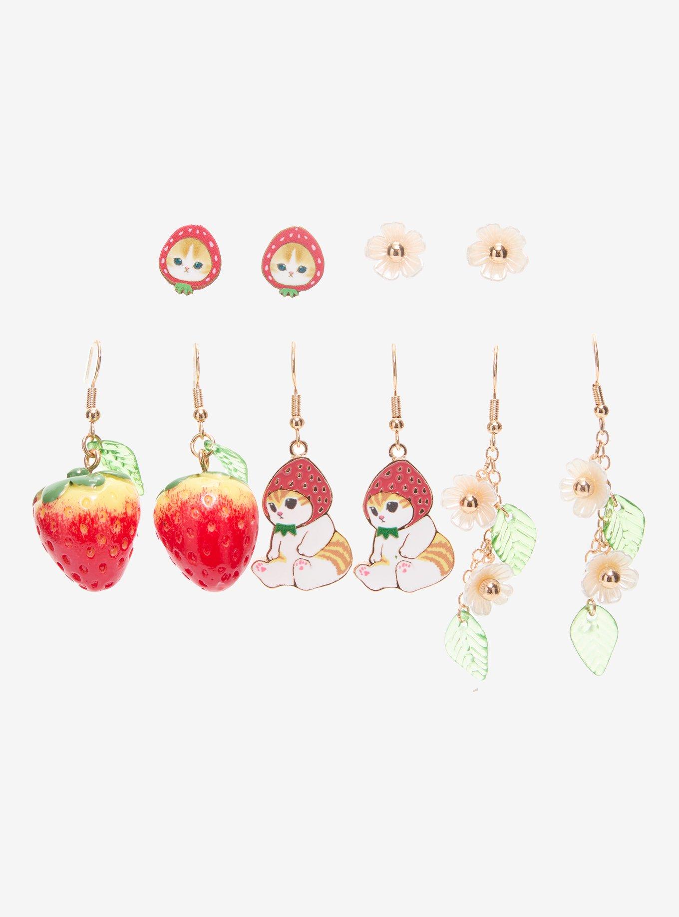 Mofusand Strawberry Cat Earring Set - BoxLunch Exclusive, , hi-res