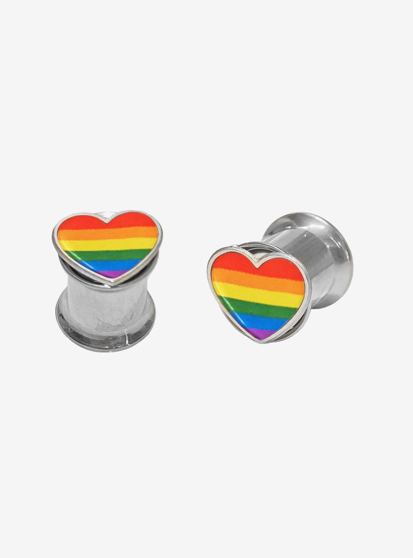 Steel Rainbow Heart Plug 2 Pack, , hi-res