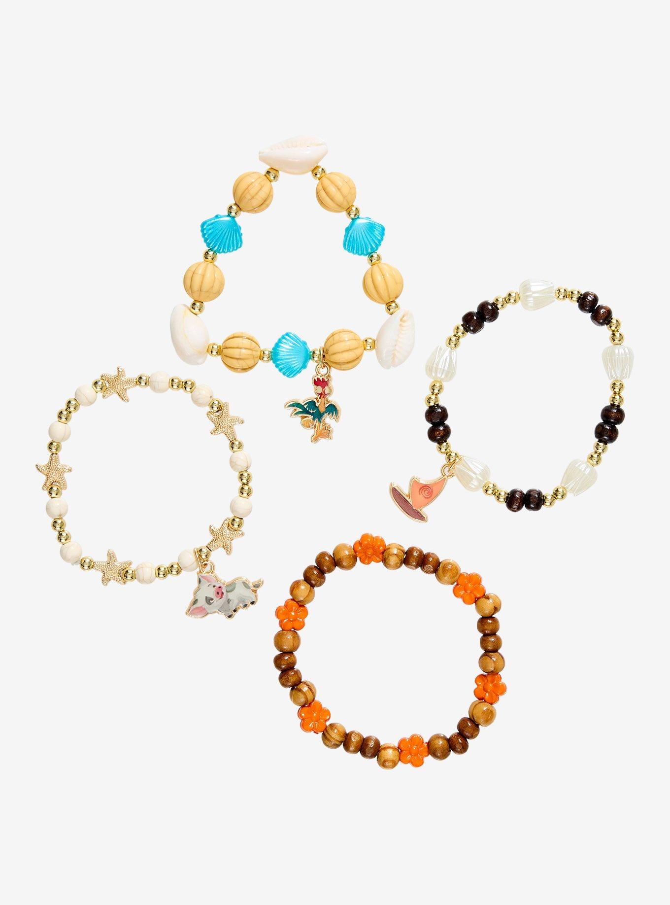 Disney Moana Character Shell Bead Bracelet Set, , hi-res