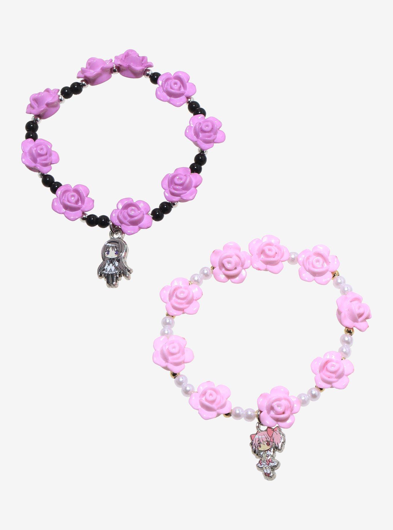 Puella Magi Madoka Magica Floral Best Friend Bead Bracelet Set, , hi-res