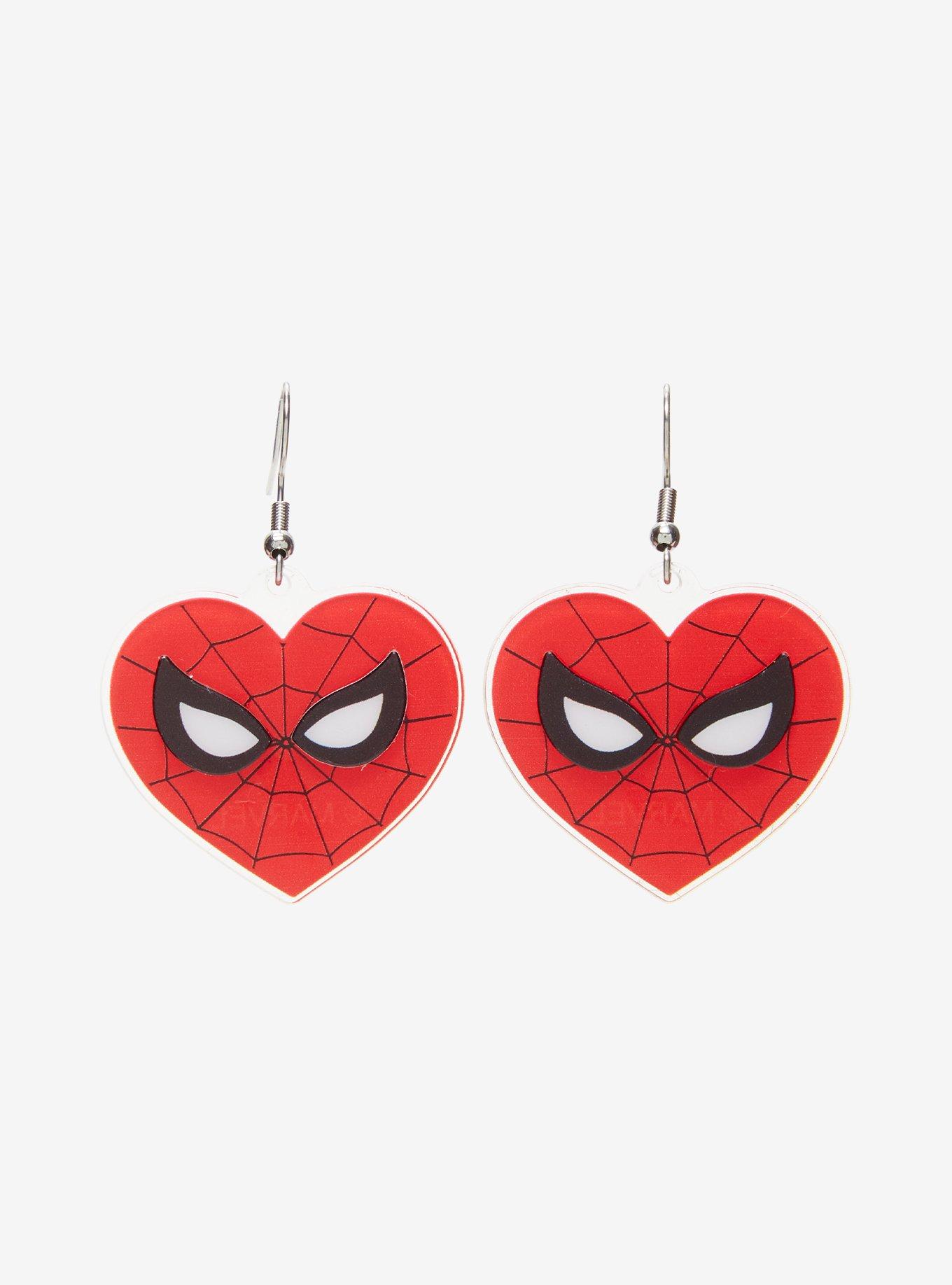 Marvel Spider-Man Heart Drop Earrings, , hi-res