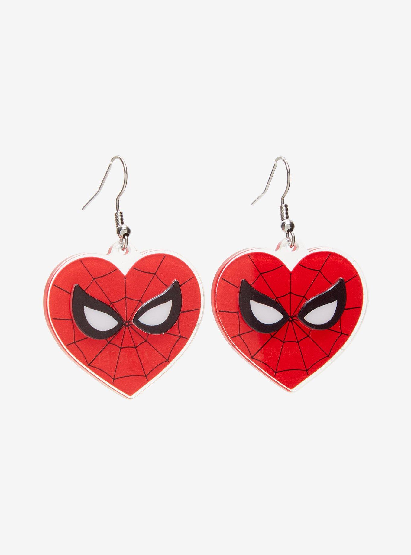 Marvel Spider-Man Heart Drop Earrings, , alternate - view 3